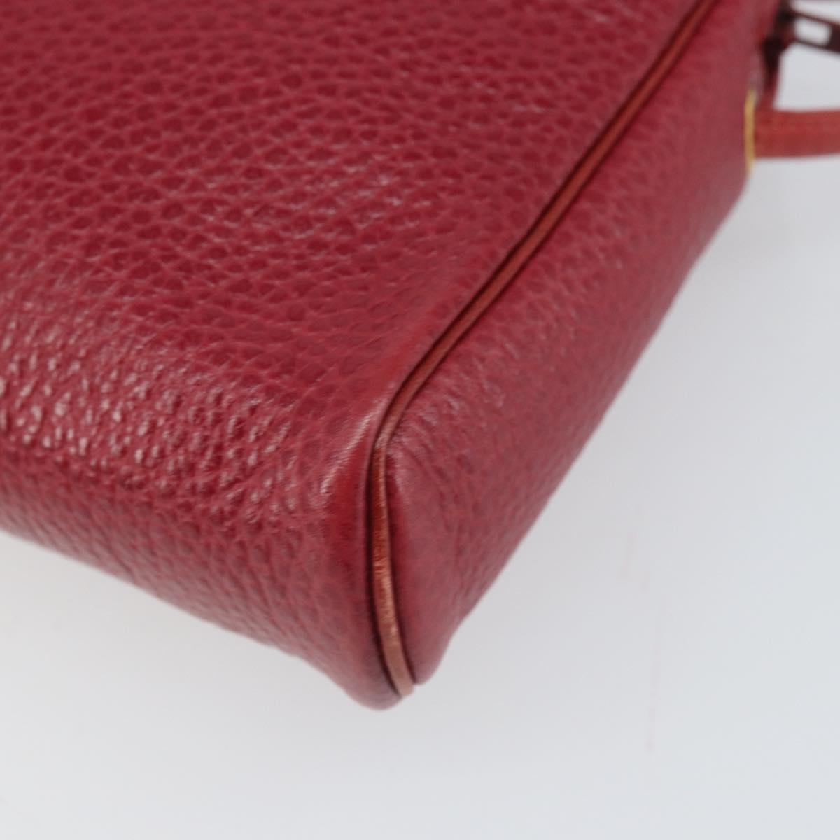 Christian Dior Shoulder Bag Leather Red Gold Auth 169903