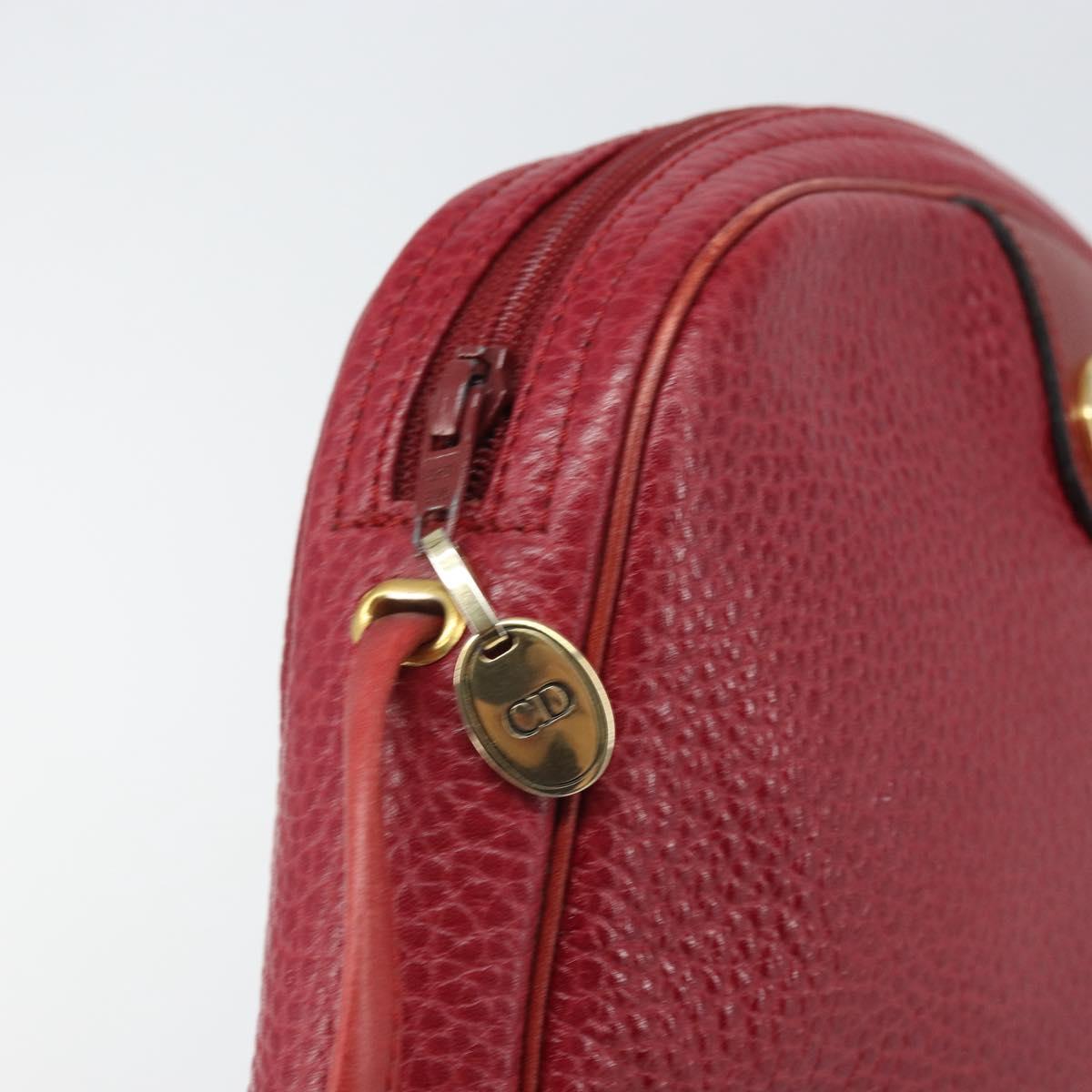 Christian Dior Shoulder Bag Leather Red Gold Auth 169903