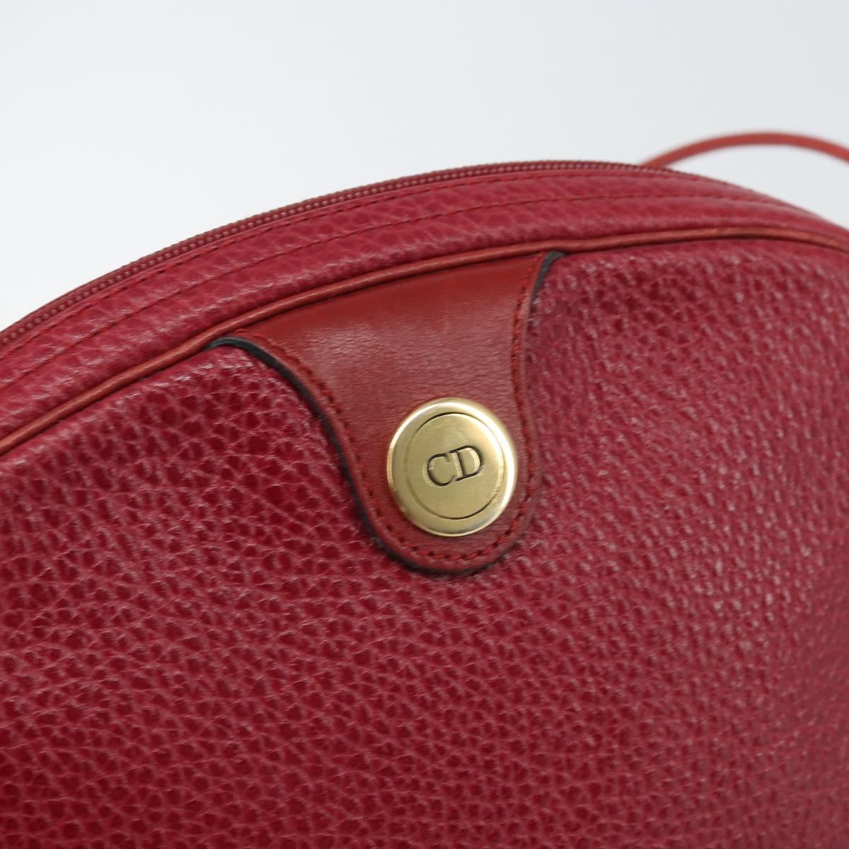 Christian Dior Shoulder Bag Leather Red Gold Auth 169903