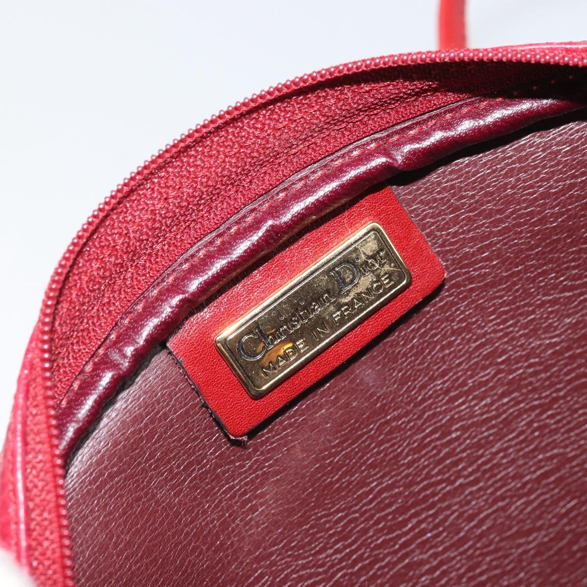 Christian Dior Shoulder Bag Leather Red Gold Auth 169903