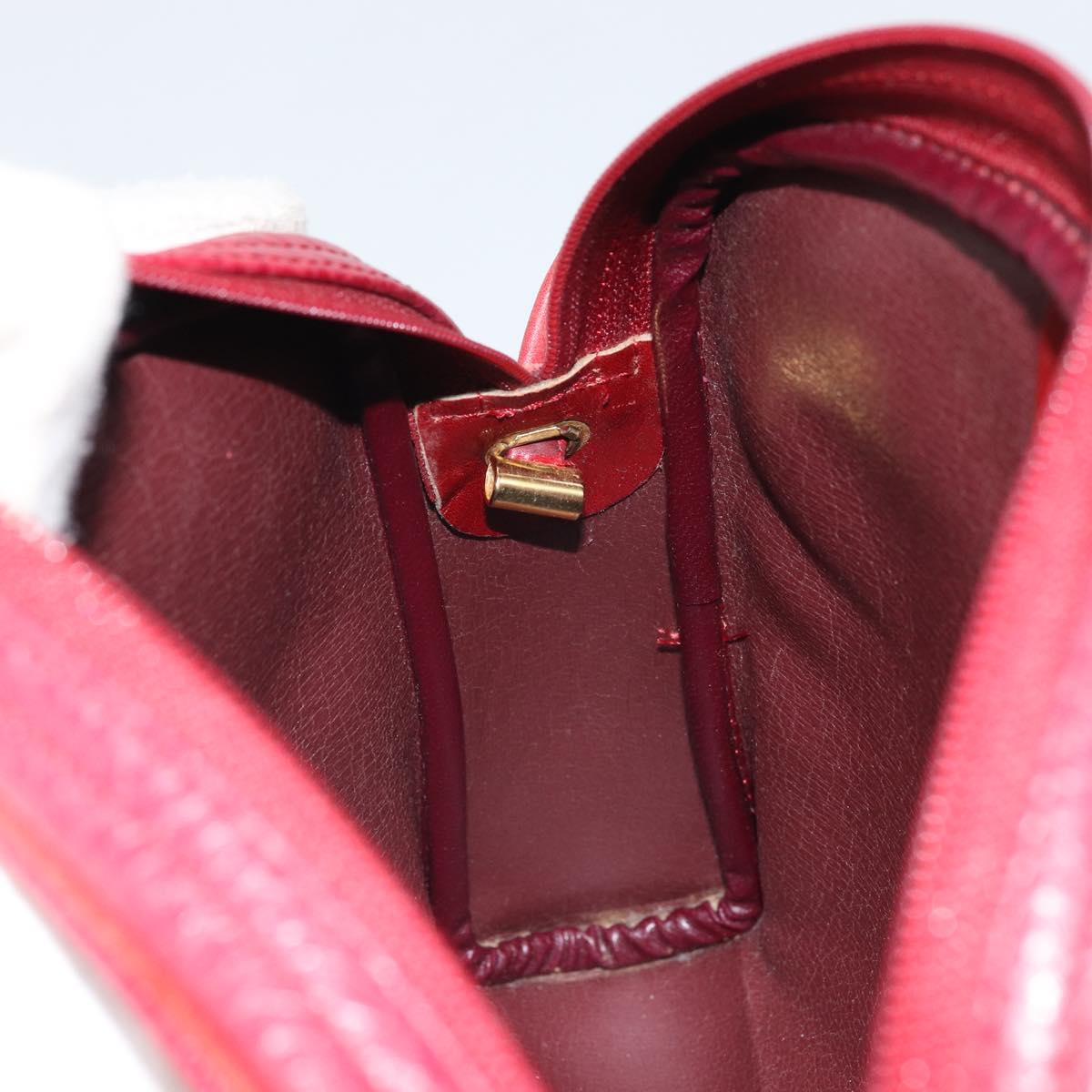 Christian Dior Shoulder Bag Leather Red Gold Auth 169903