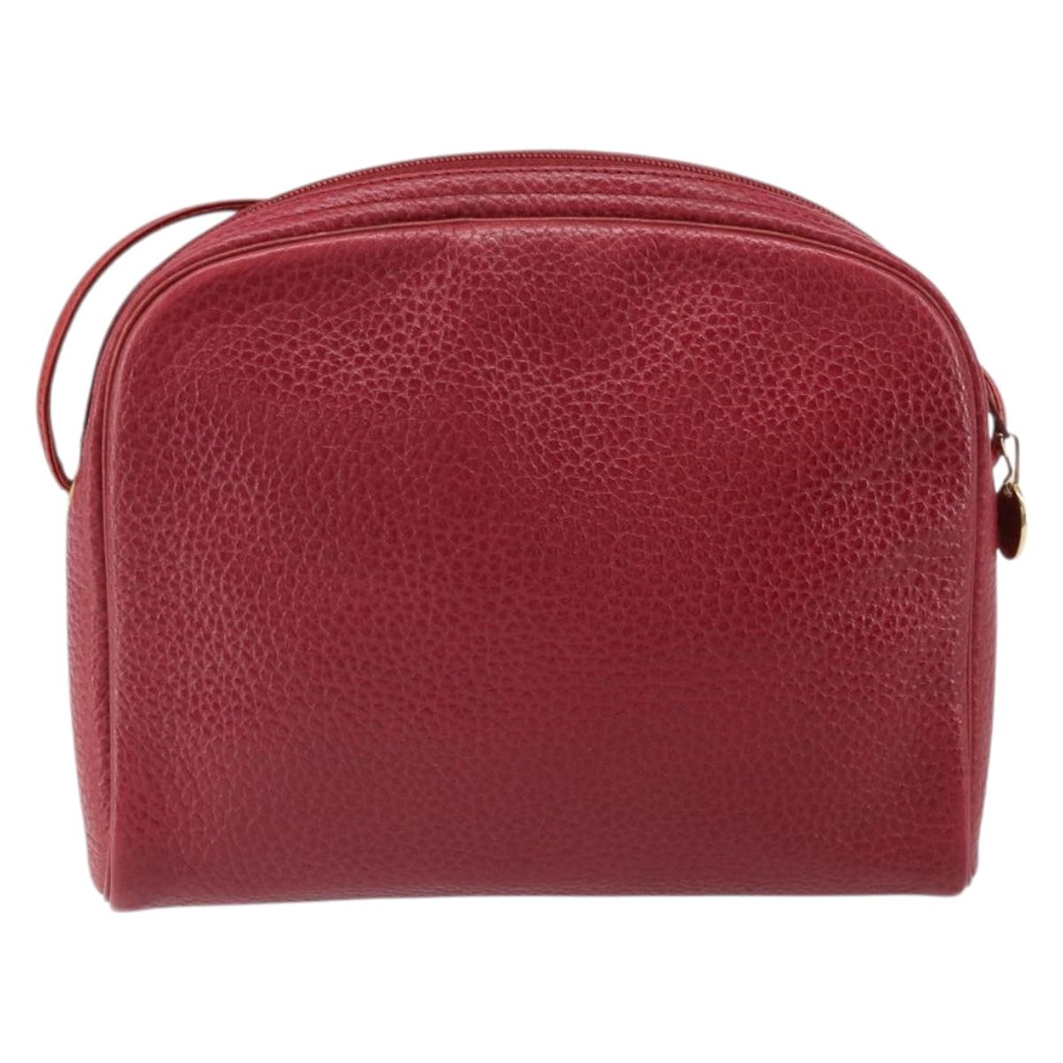 Christian Dior Shoulder Bag Leather Red Gold Auth 169903