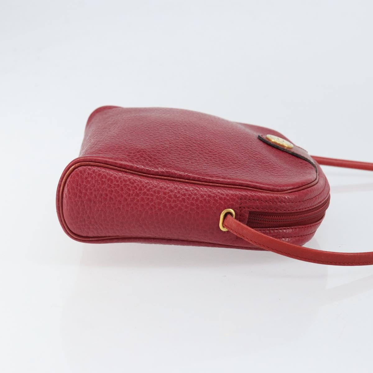 Christian Dior Shoulder Bag Leather Red Gold Auth 169903