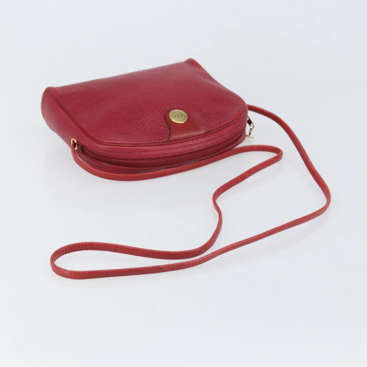 Christian Dior Shoulder Bag Leather Red Gold Auth 169903