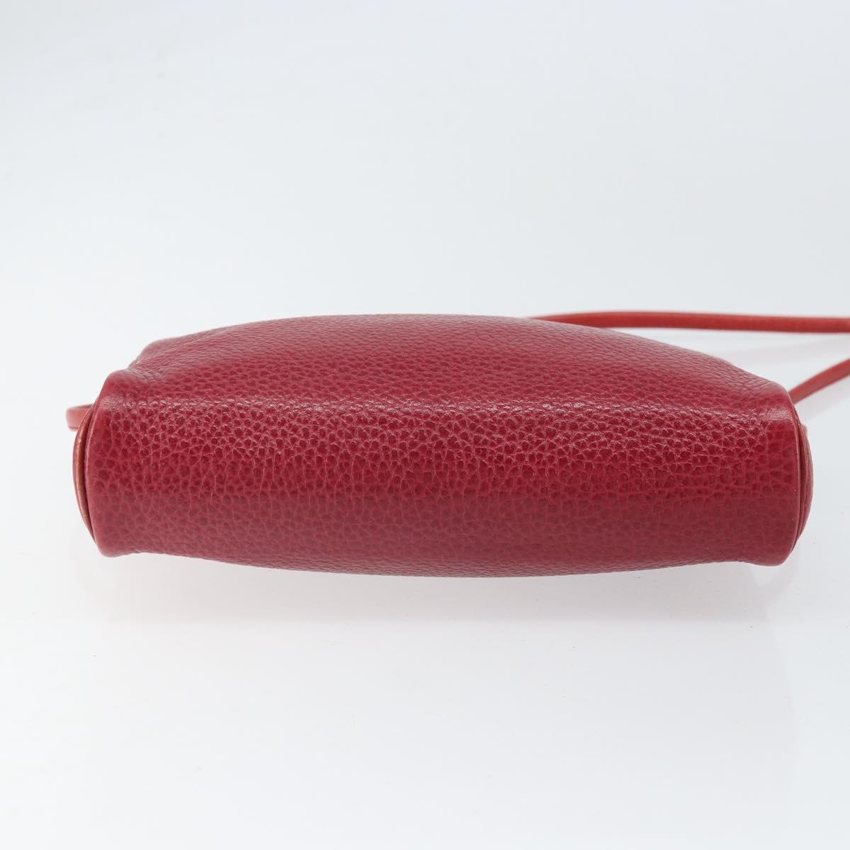 Christian Dior Shoulder Bag Leather Red Gold Auth 169903