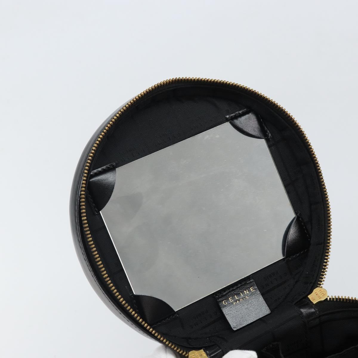 CELINE Vanity Hand Bag Leather Black Gold Auth 169907V
