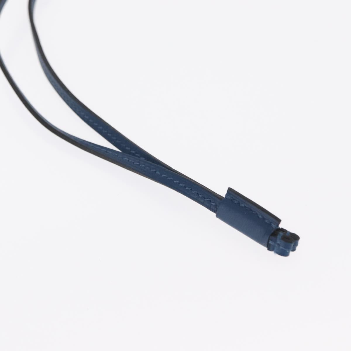 HERMES Okelley GM Necklace Leather Navy Auth 169915SAV