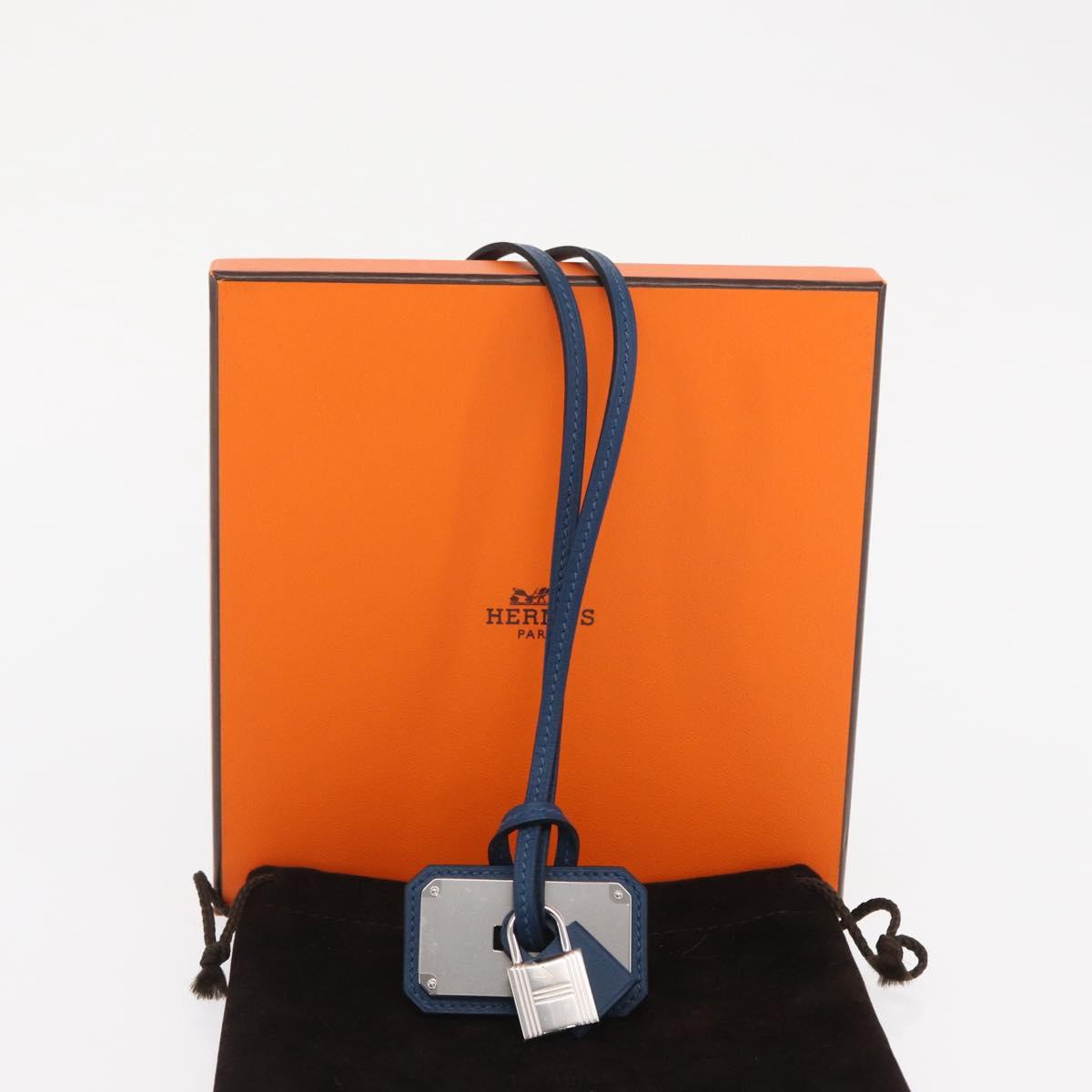 HERMES Okelley GM Necklace Leather Navy Auth 169915SAV