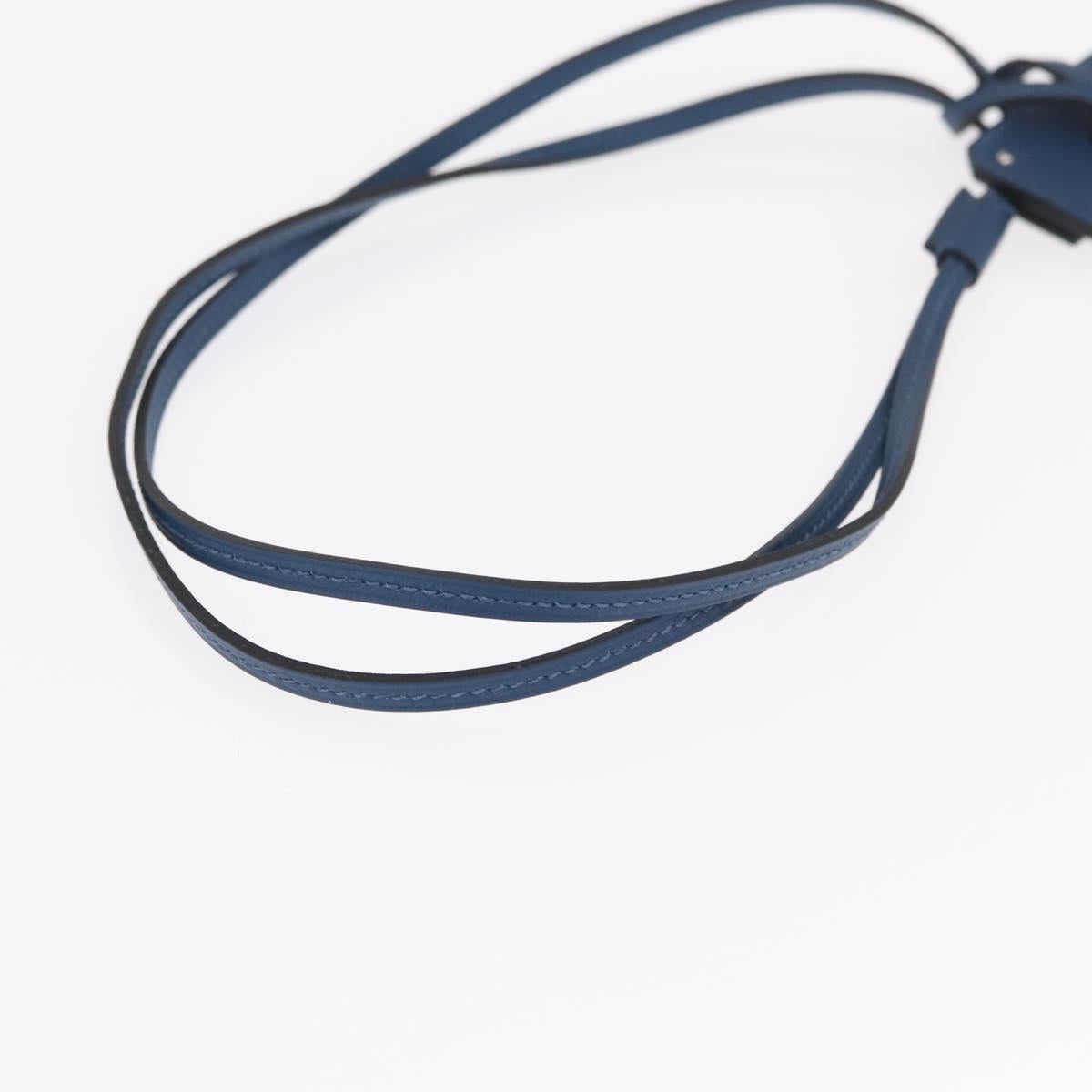 HERMES Okelley GM Necklace Leather Navy Auth 169915SAV