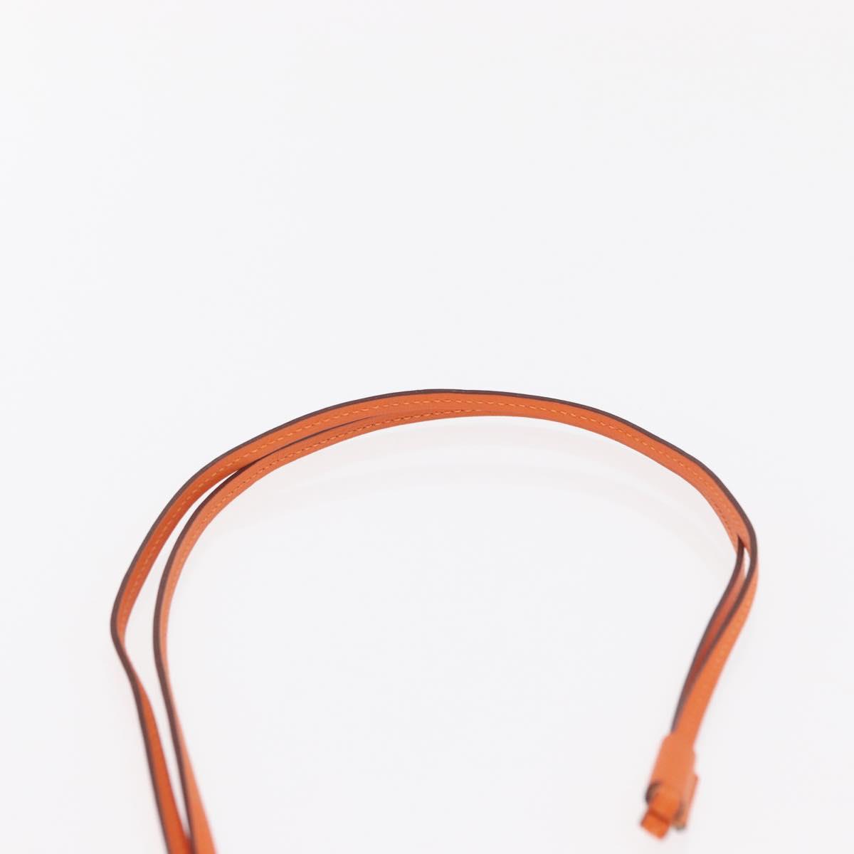 HERMES Okelley GM Necklace Leather Orange Auth 169916SAV