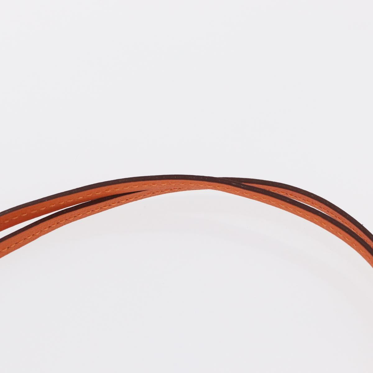 HERMES Okelley GM Necklace Leather Orange Auth 169916SAV