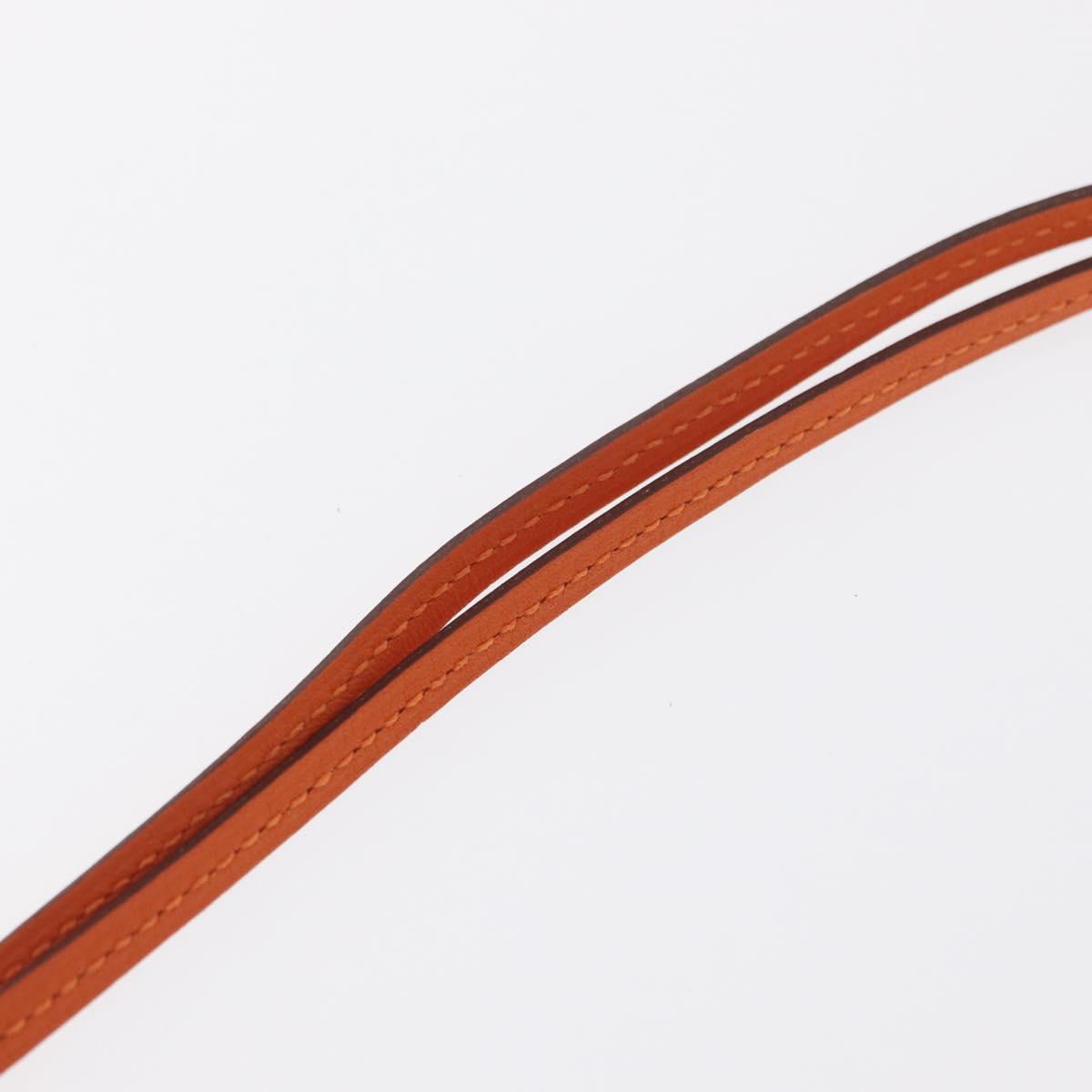 HERMES Okelley GM Necklace Leather Orange Auth 169916SAV