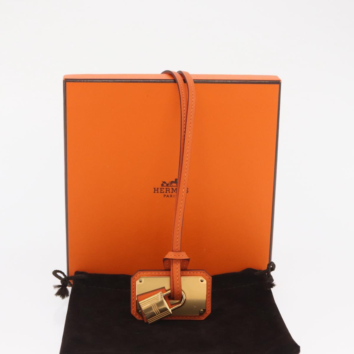 HERMES Okelley GM Necklace Leather Orange Auth 169916SAV