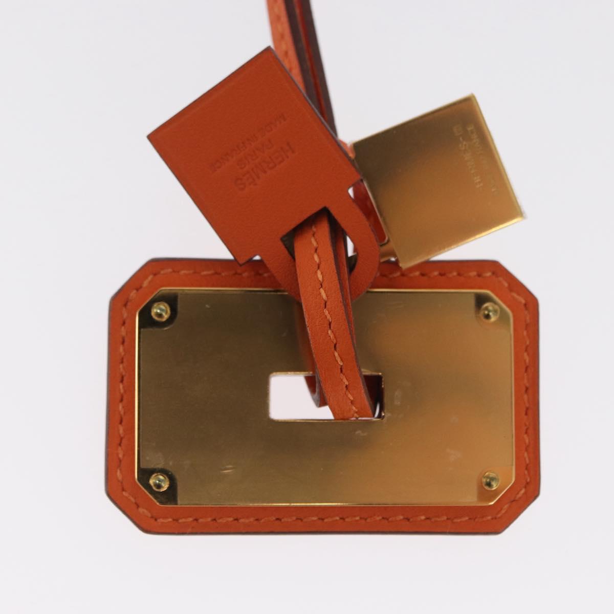 HERMES Okelley GM Necklace Leather Orange Auth 169916SAV