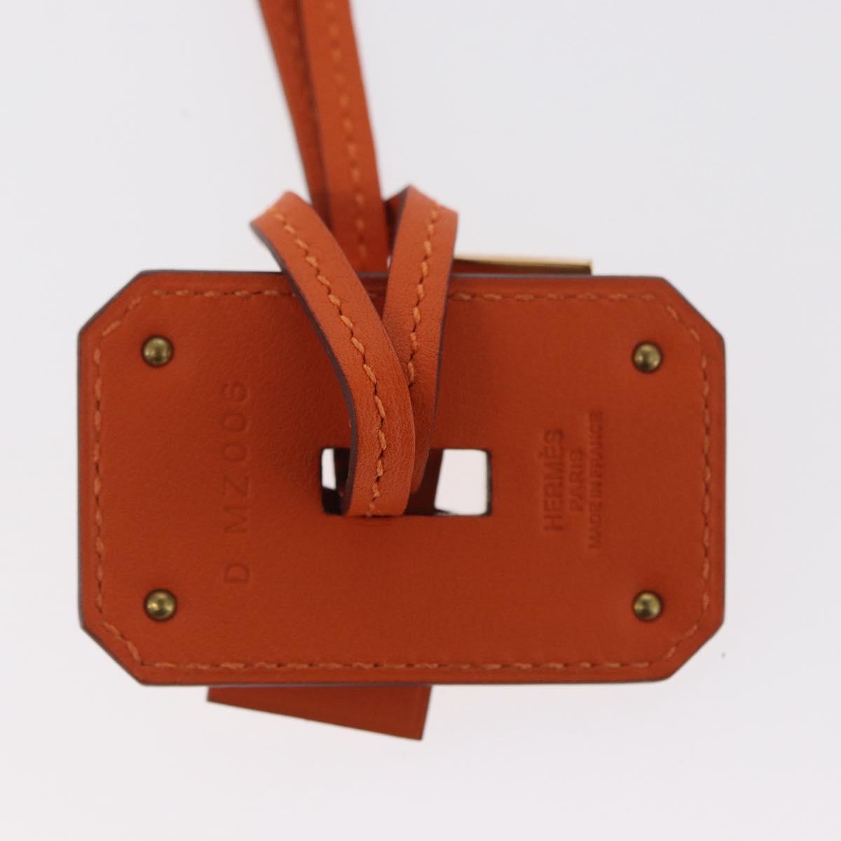 HERMES Okelley GM Necklace Leather Orange Auth 169916SAV