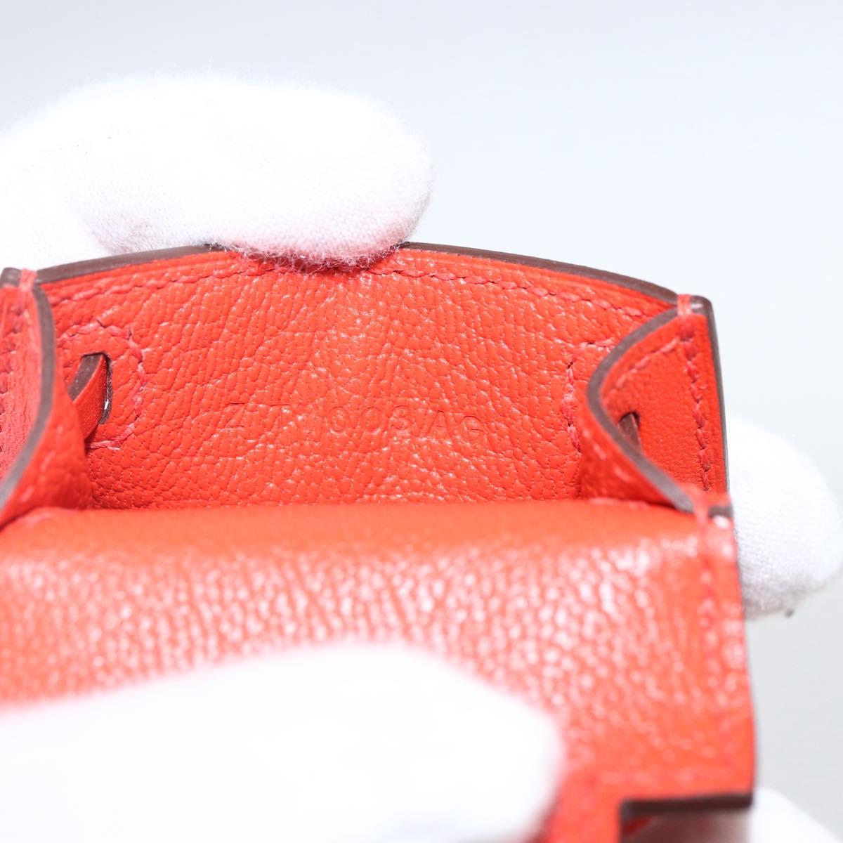 HERMES Micro Kelly Twilly Bag Charm Leather Orange Auth 169917SM
