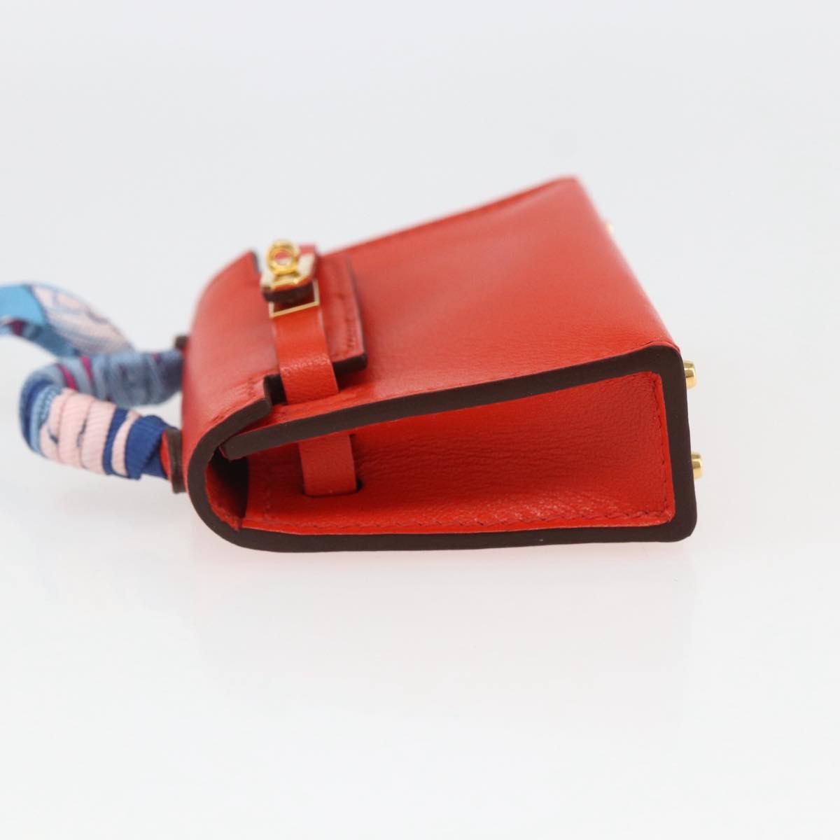 HERMES Micro Kelly Twilly Bag Charm Leather Orange Auth 169917SM