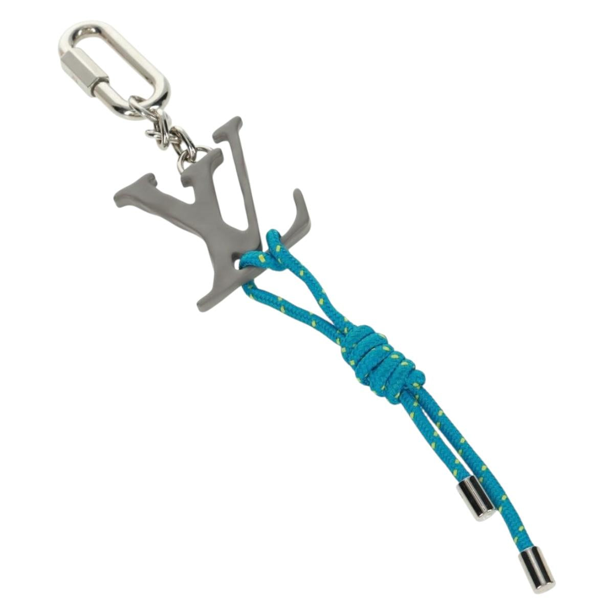 LOUIS VUITTON Porte Cles LV Shape Rope Charm metal Blue MP2618 LV Auth 169919M