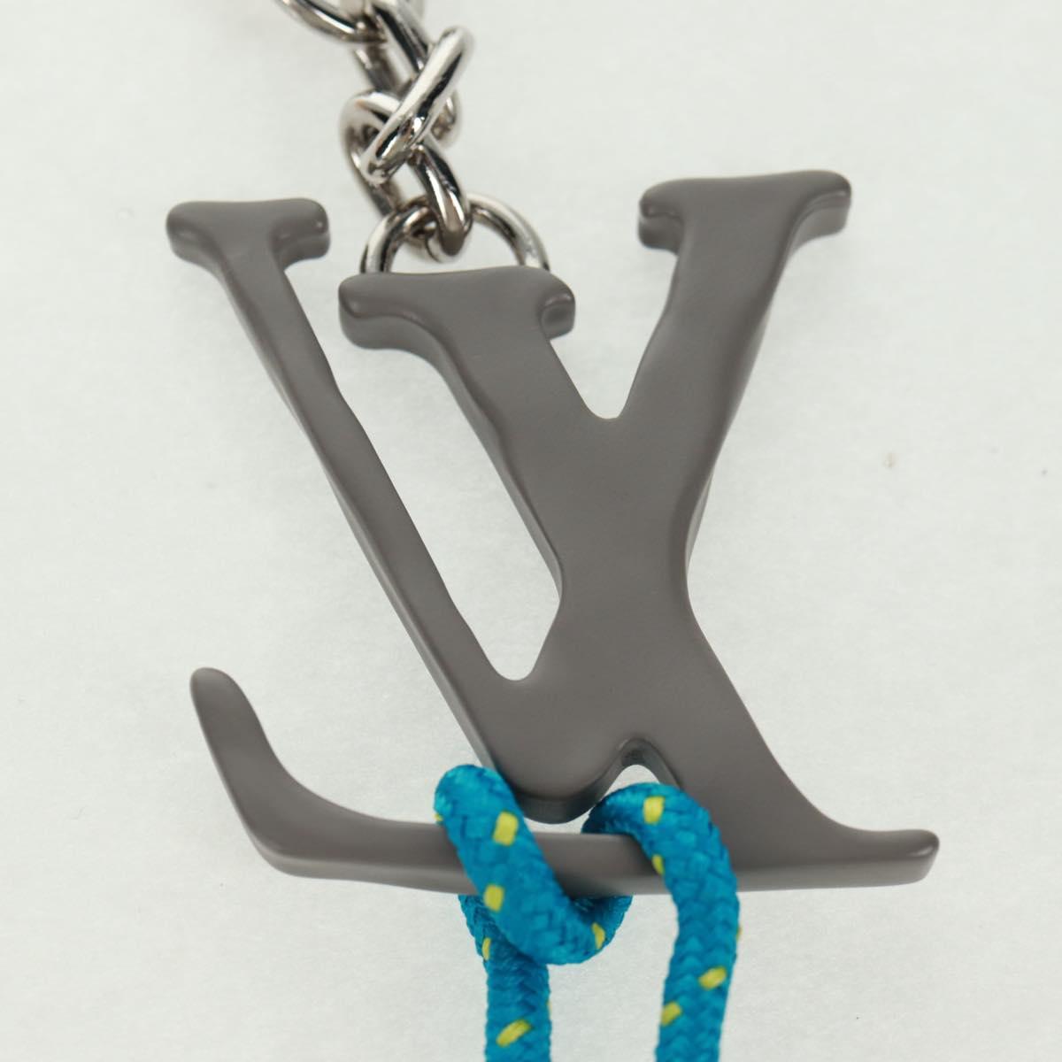 LOUIS VUITTON Porte Cles LV Shape Rope Charm metal Blue MP2618 LV Auth 169919M