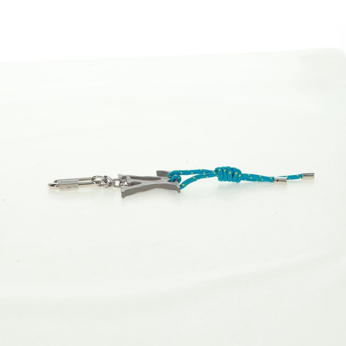 LOUIS VUITTON Porte Cles LV Shape Rope Charm metal Blue MP2618 LV Auth 169919M