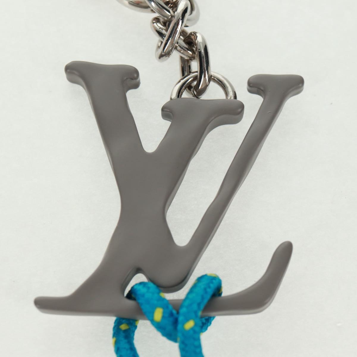 LOUIS VUITTON Porte Cles LV Shape Rope Charm metal Blue MP2618 LV Auth 169919M