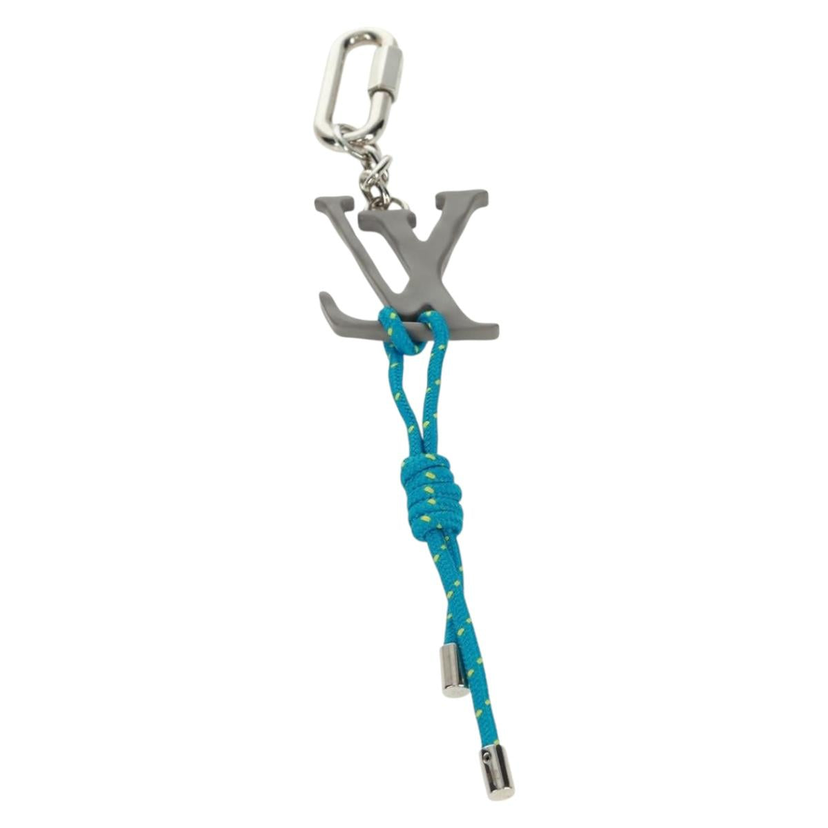 LOUIS VUITTON Porte Cles LV Shape Rope Charm metal Blue MP2618 LV Auth 169919M