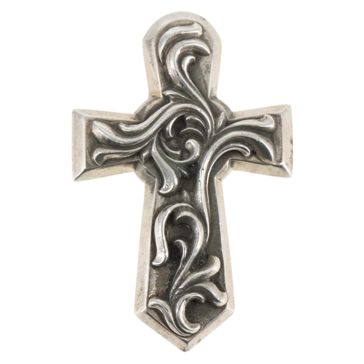 Chrome Hearts Large Vulcan Cross Pendant Top Ag925 Silver Auth 169929SM