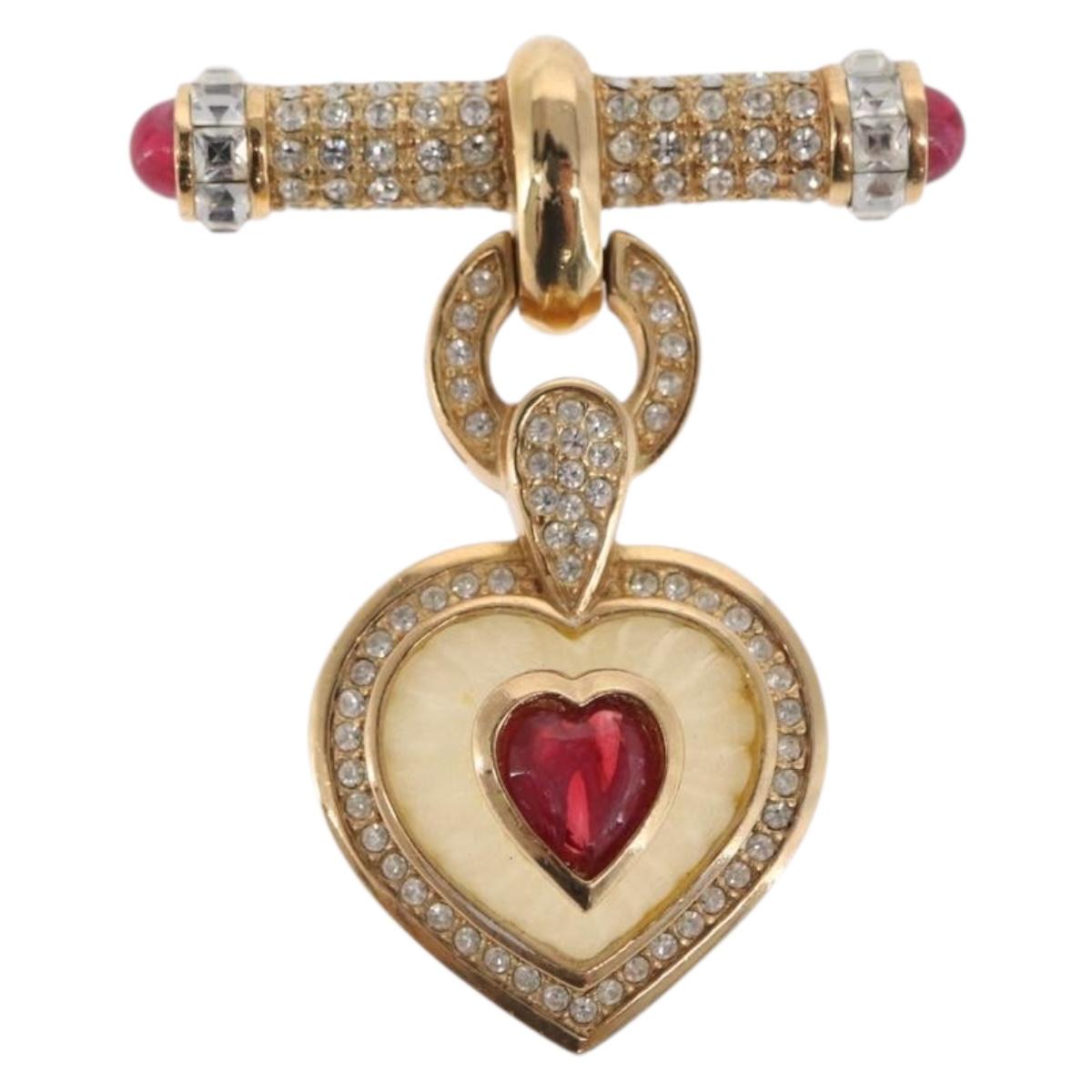 Christian Dior Earring Brooch metal Gold Tone Auth 169930V