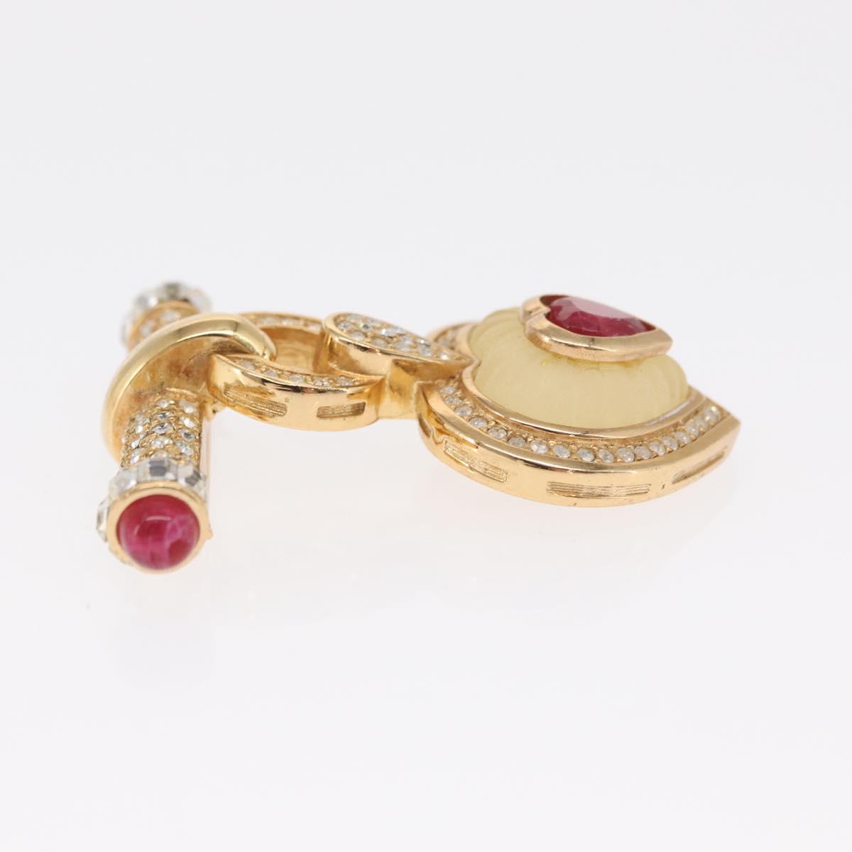 Christian Dior Earring Brooch metal Gold Tone Auth 169930V