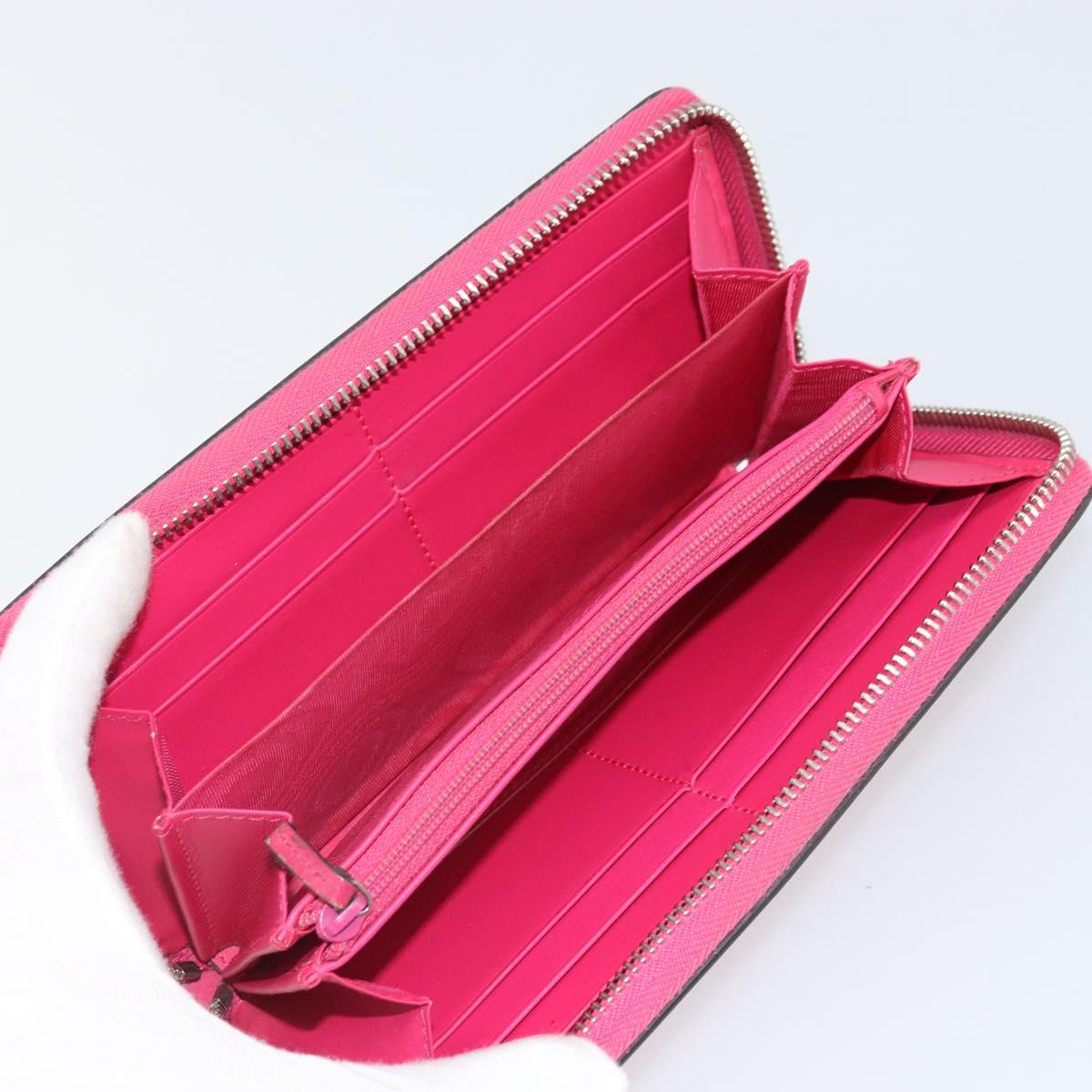 GUCCI GUCC Logo Zip Around Wallet Leather Pink Silver 524966 Auth 169937