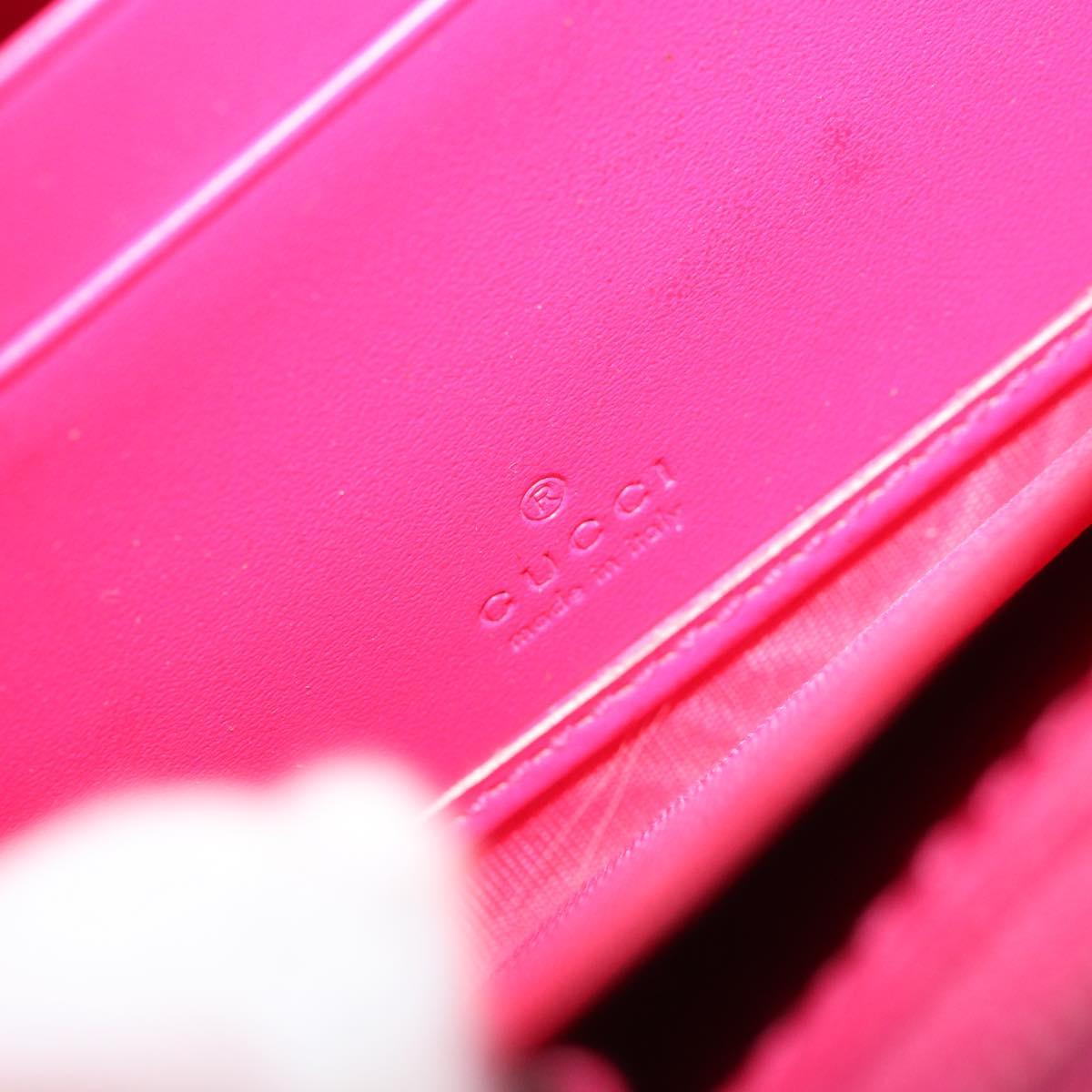GUCCI GUCC Logo Zip Around Wallet Leather Pink Silver 524966 Auth 169937