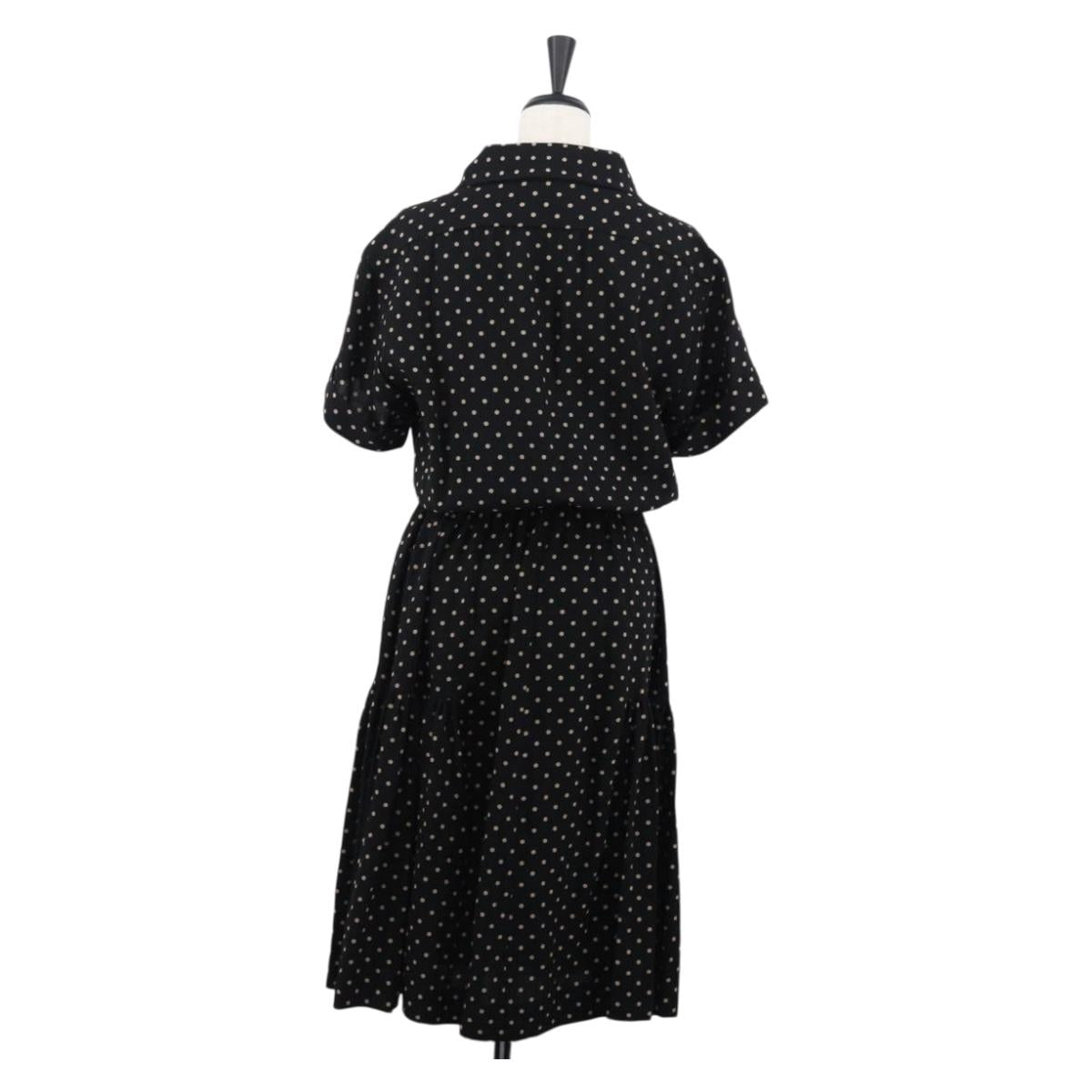 CHANEL One Piece Silk Black CC Auth 169945M