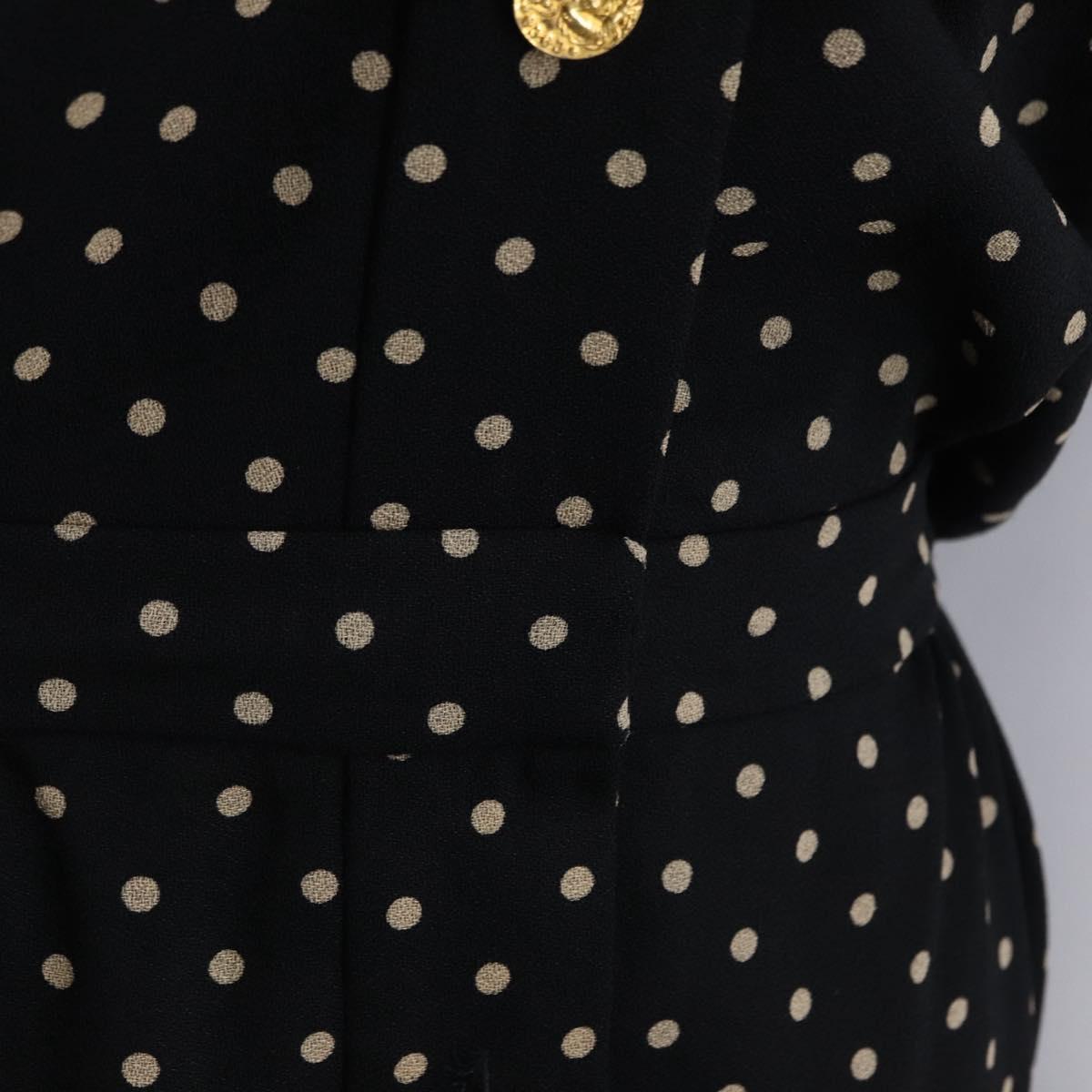 CHANEL One Piece Silk Black CC Auth 169945M