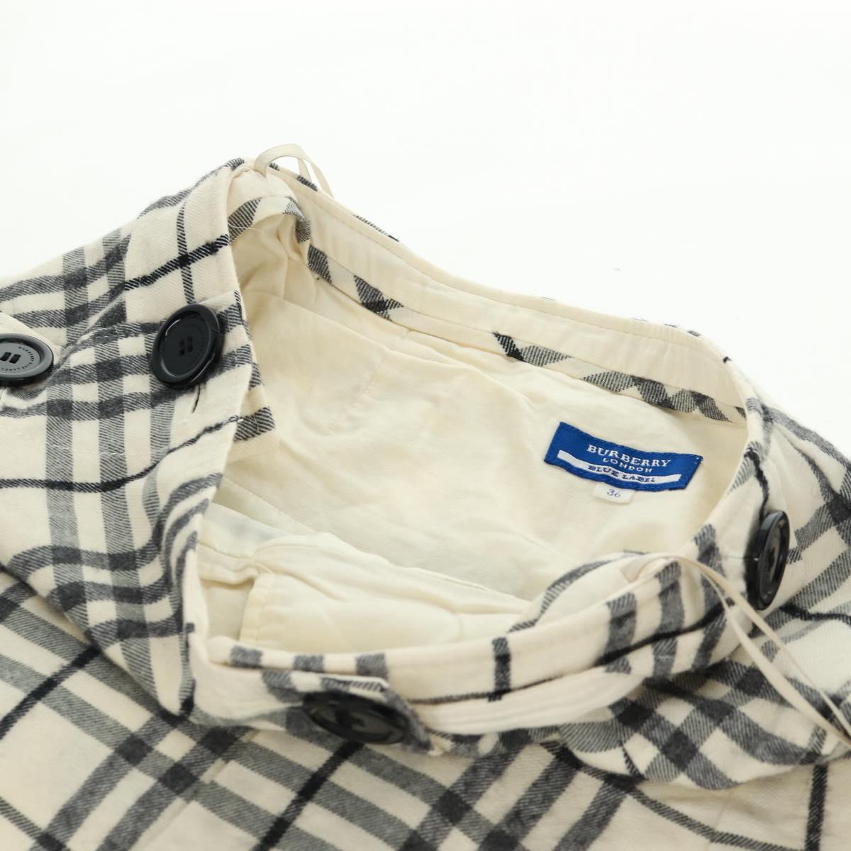 BURBERRY Nova Check Blue Label skirt Wool White Auth 169946V