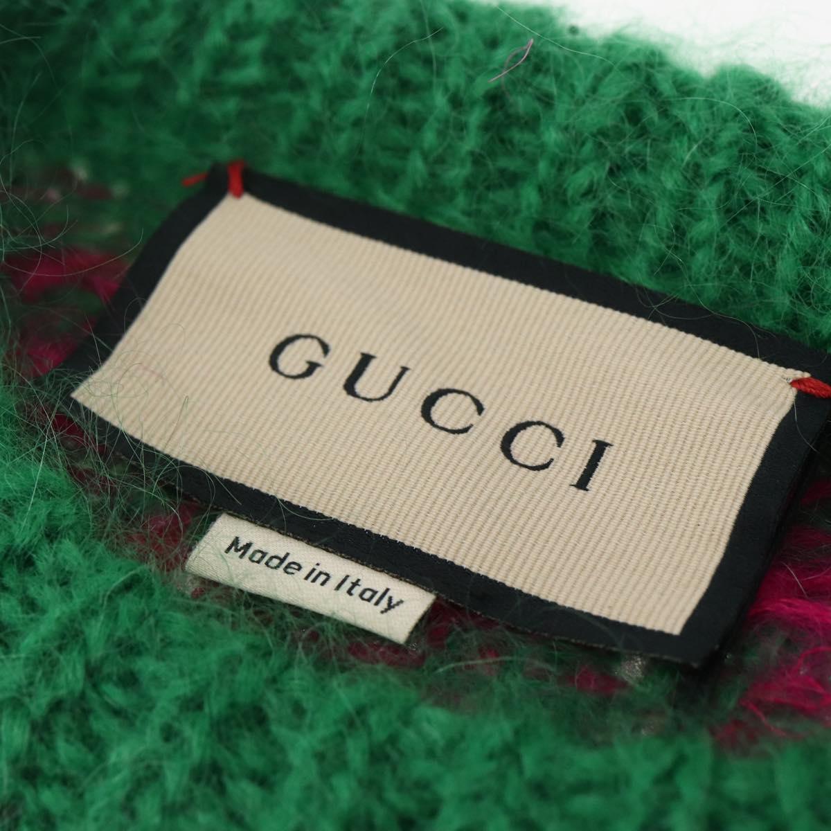 GUCCI Chevron Sequin Knit Sweater Wool Green 713233 Auth 169947V