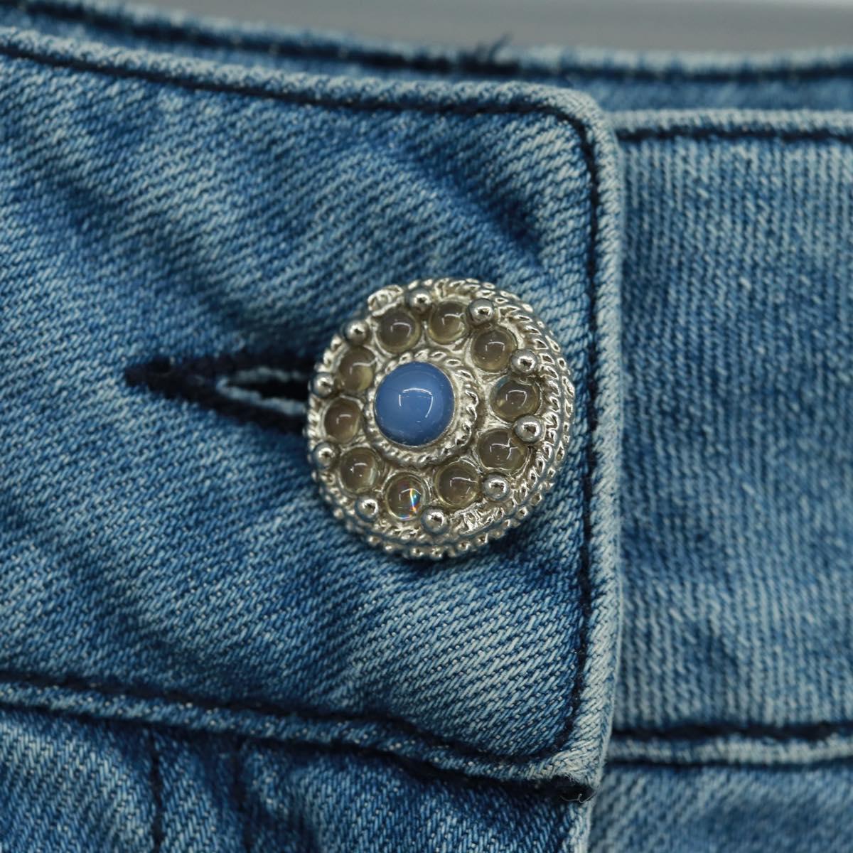 CHANEL Skirt Denim Blue CC Auth 169950V