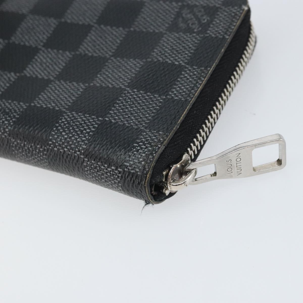 LOUIS VUITTON Damier Graphite Zippy Wallet Vertical Long Wallet LV Auth 169951