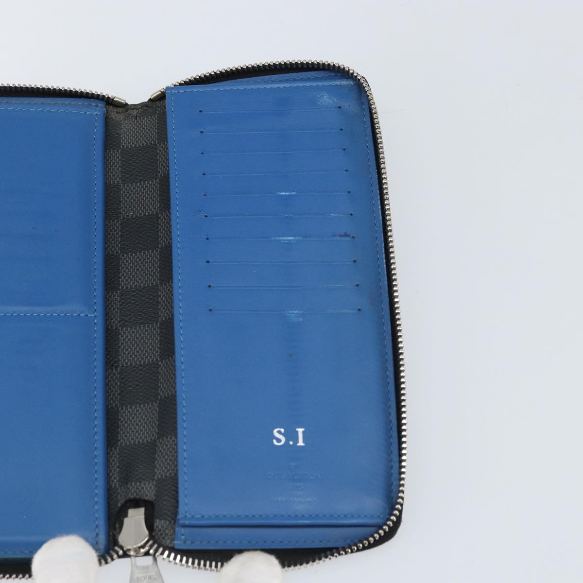 LOUIS VUITTON Damier Graphite Zippy Wallet Vertical Long Wallet LV Auth 169951