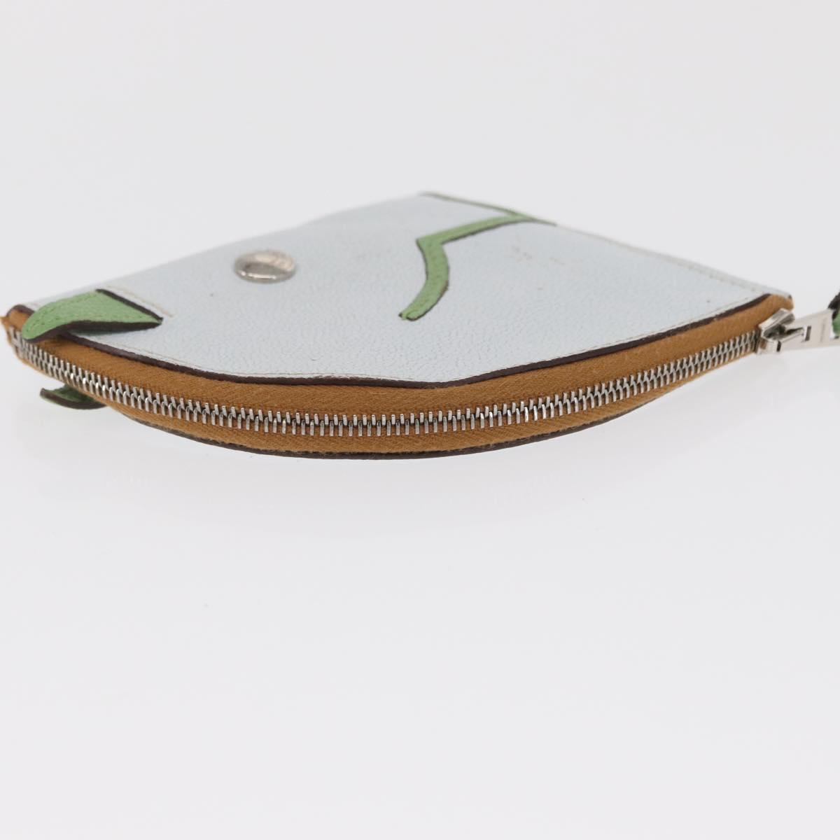HERMES Paddock Coin Purse Leather Light Blue Auth 169952