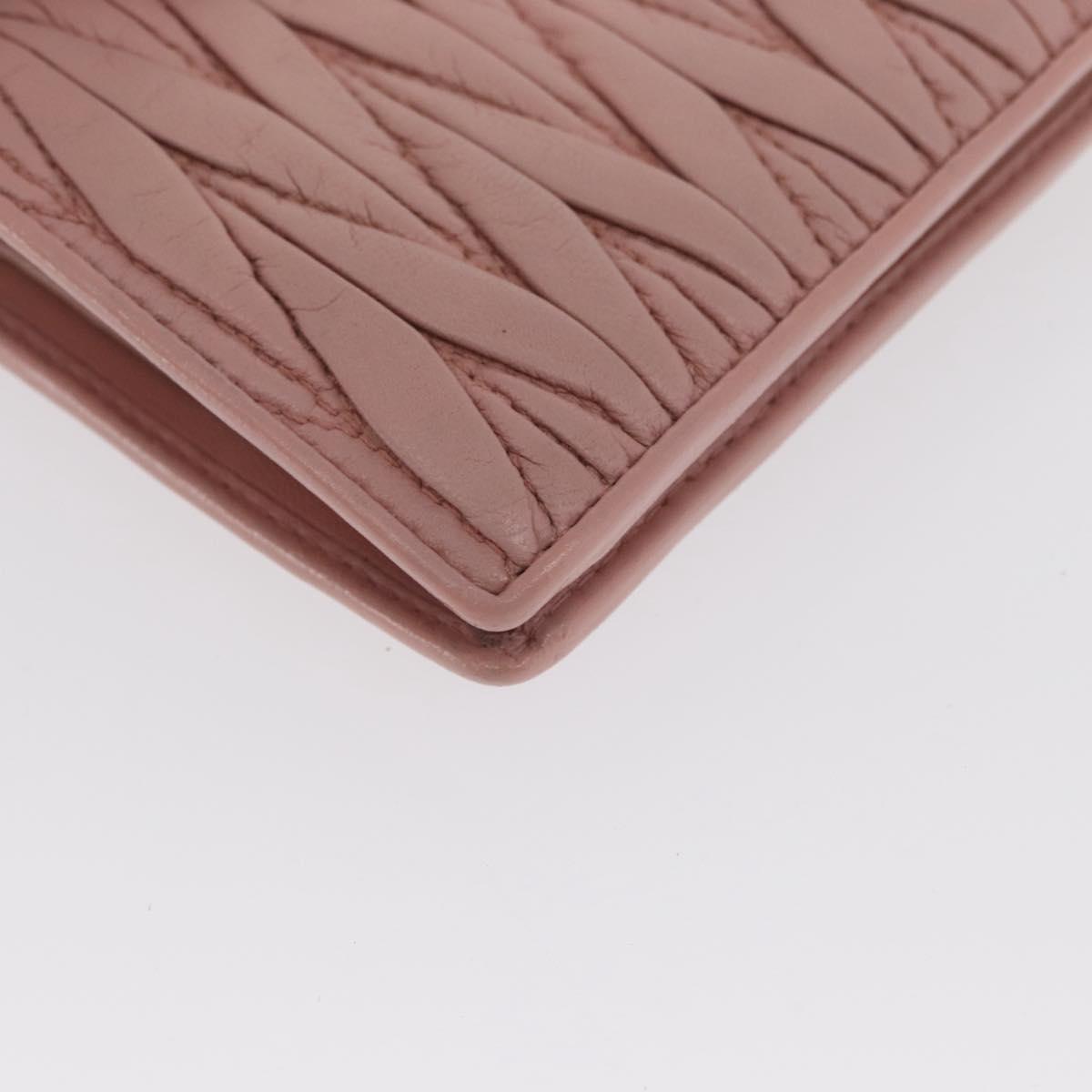 Miu Miu Matelasse Wallet Leather Pink Silver Auth 169953