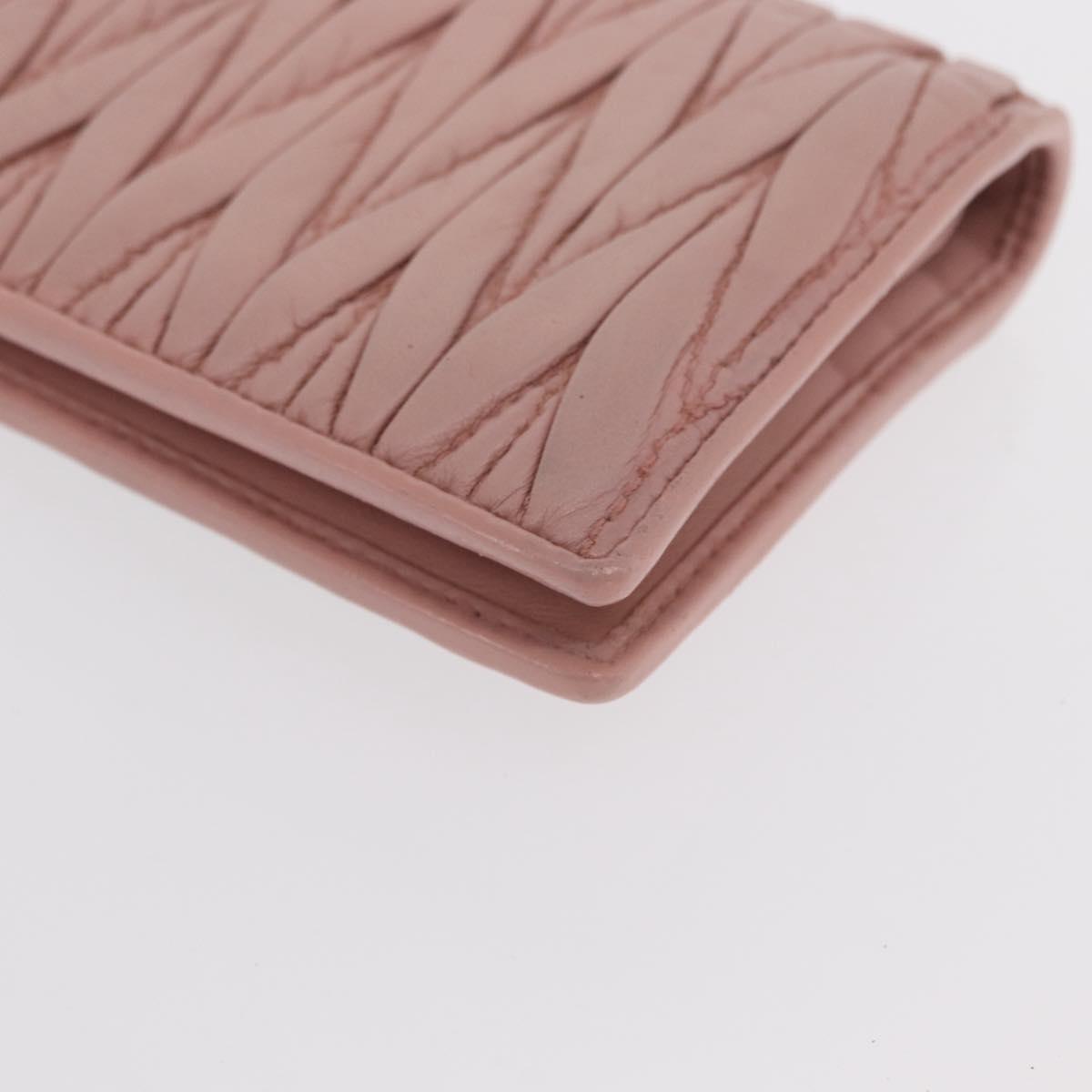 Miu Miu Matelasse Wallet Leather Pink Silver Auth 169953A