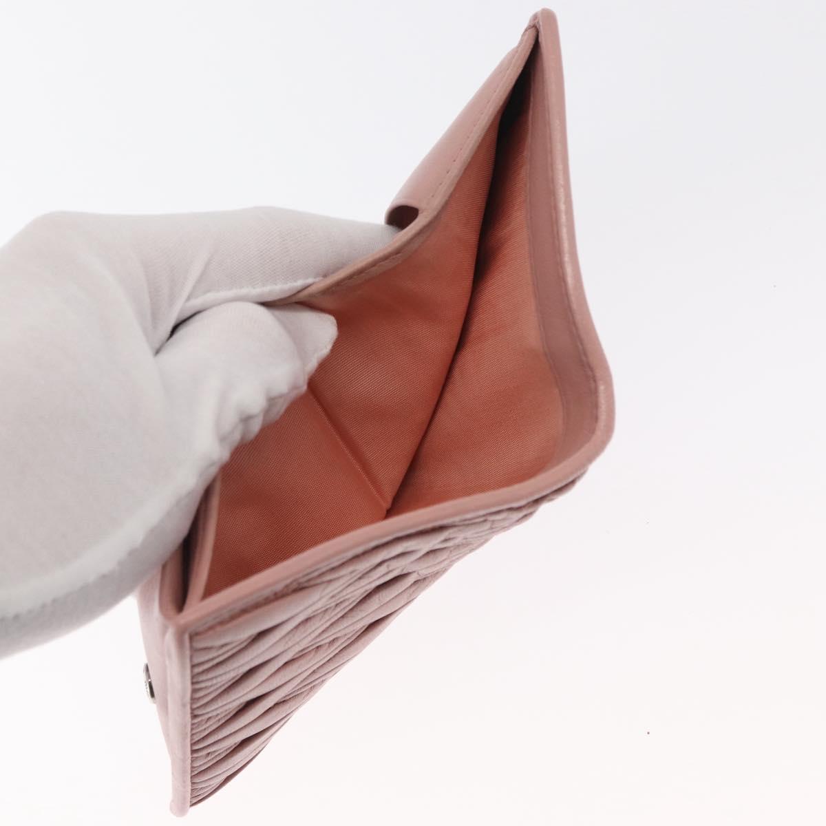 Miu Miu Matelasse Wallet Leather Pink Silver Auth 169953