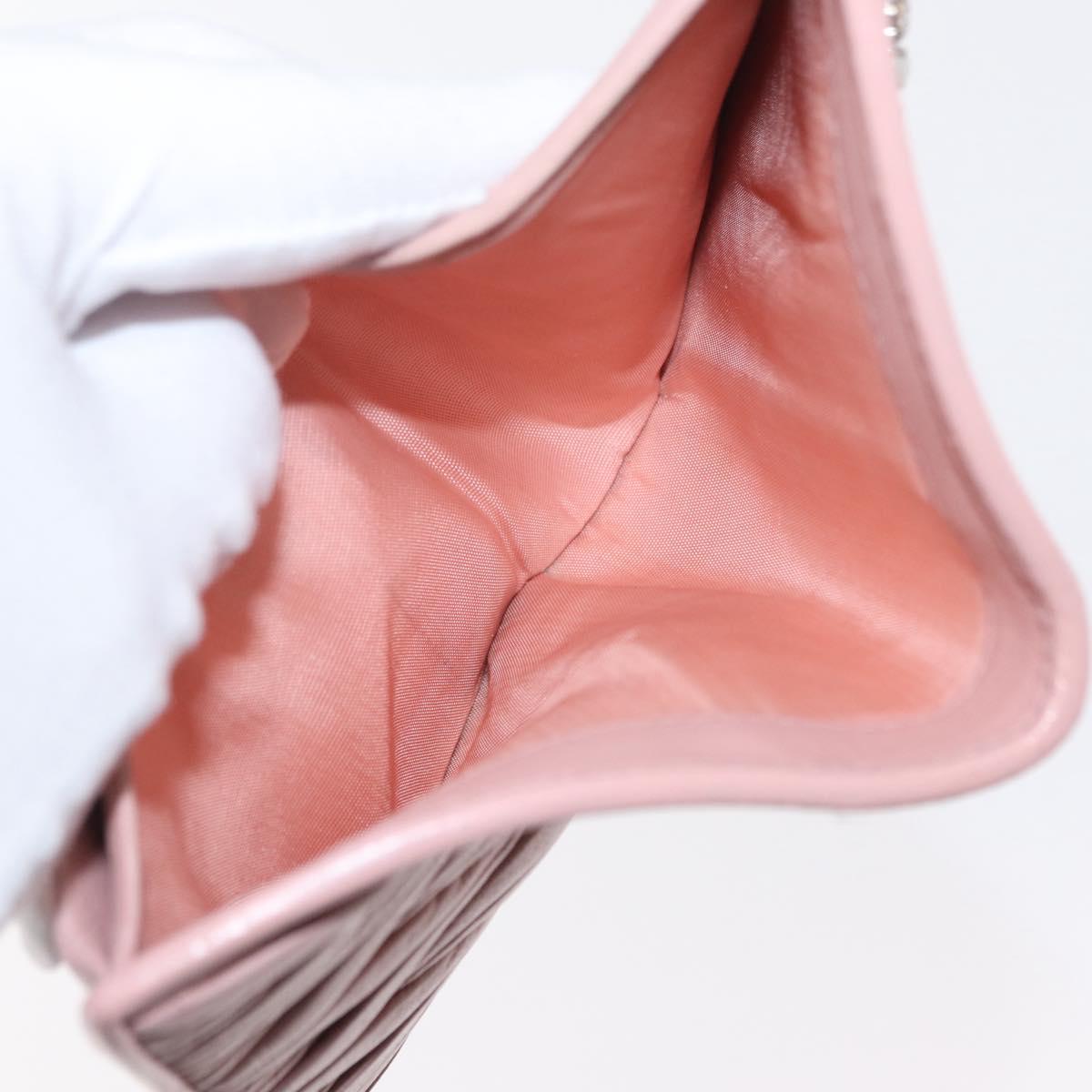 Miu Miu Matelasse Wallet Leather Pink Silver Auth 169953