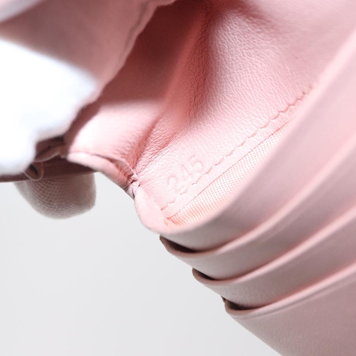 Miu Miu Matelasse Wallet Leather Pink Silver Auth 169953