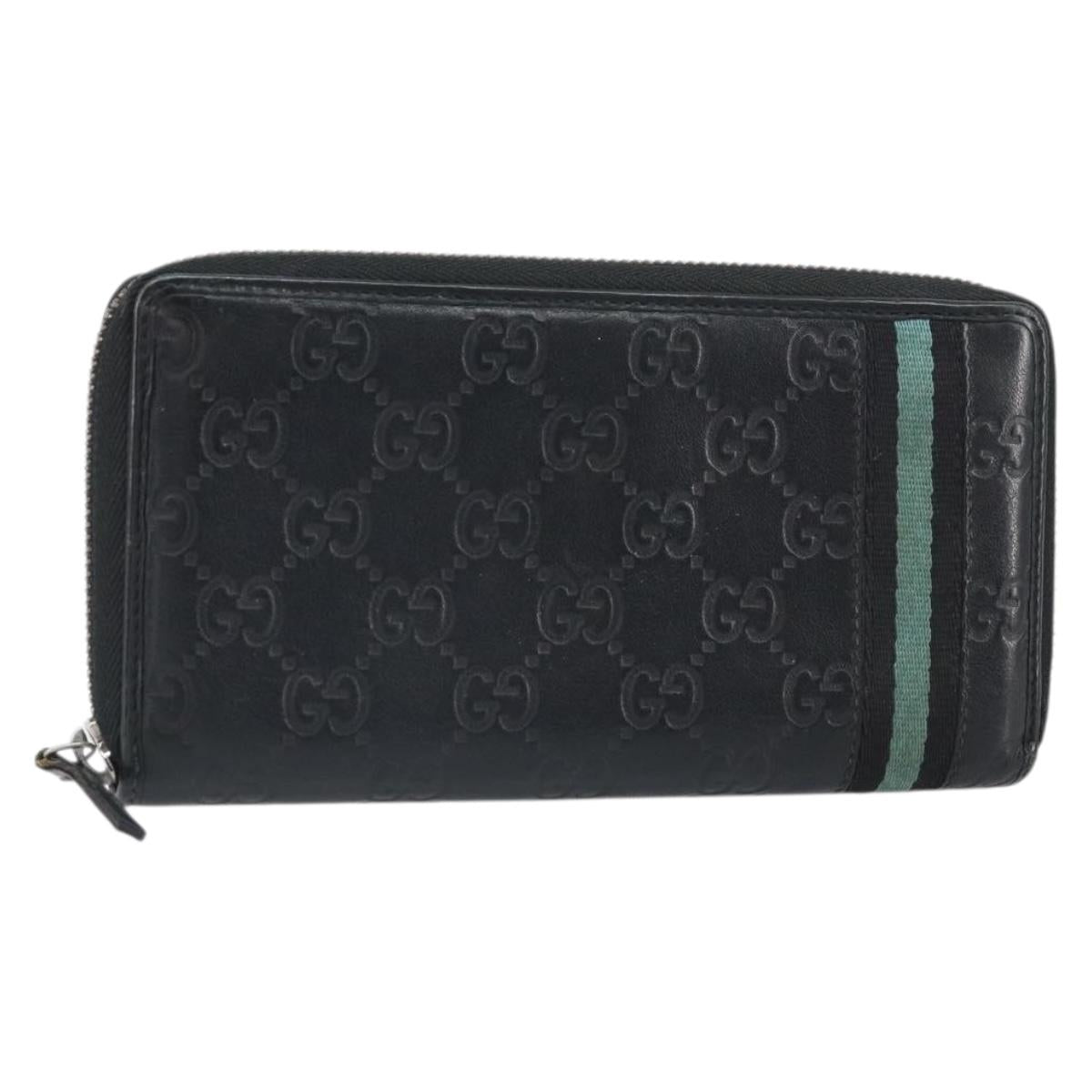 GUCCI GG Canvas Guccissima Long Wallet Black Auth 169954