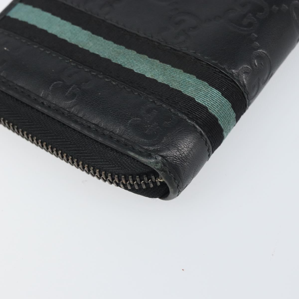 GUCCI GG Canvas Guccissima Long Wallet Black Auth 169954
