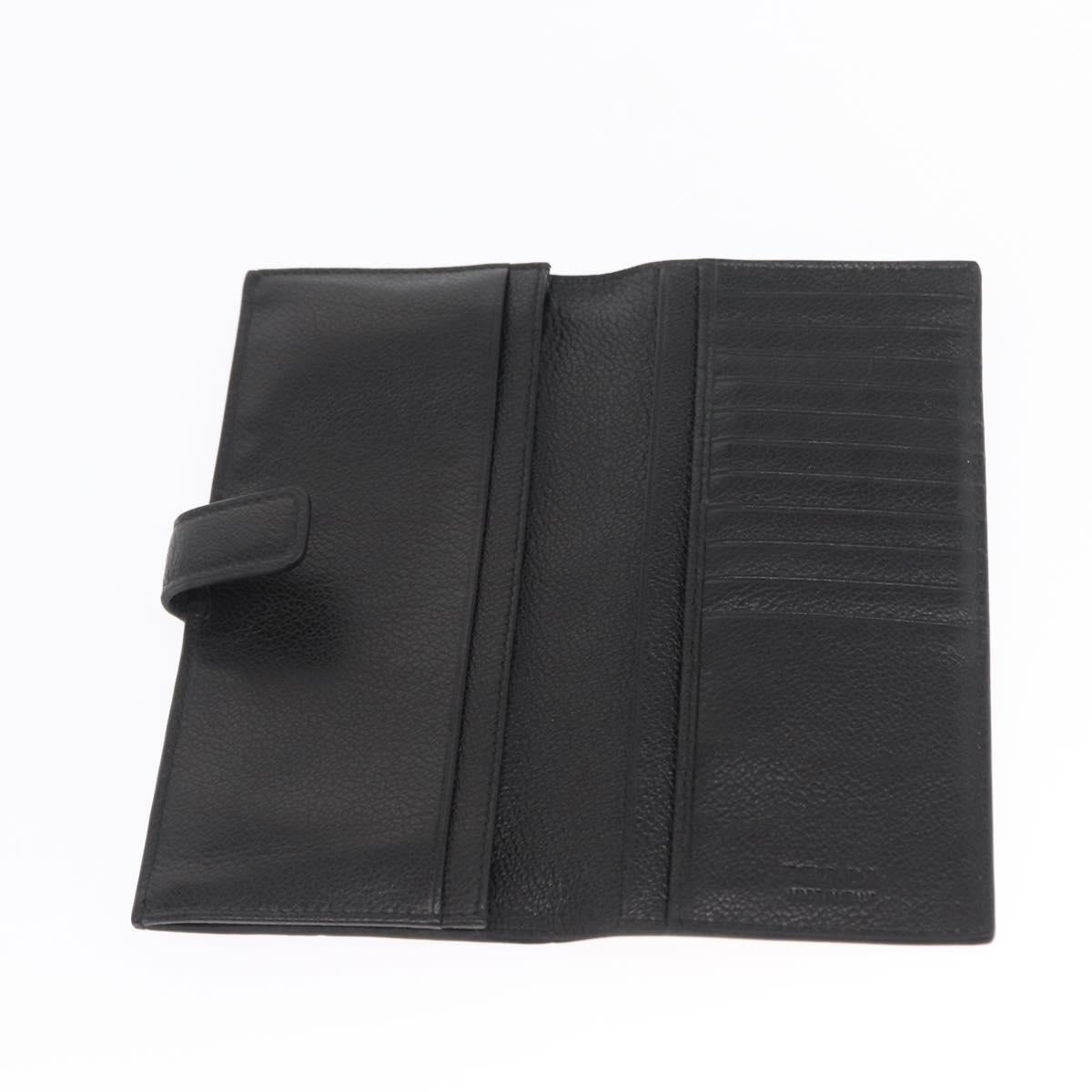 PRADA Long Wallet Leather Black Auth 169955V