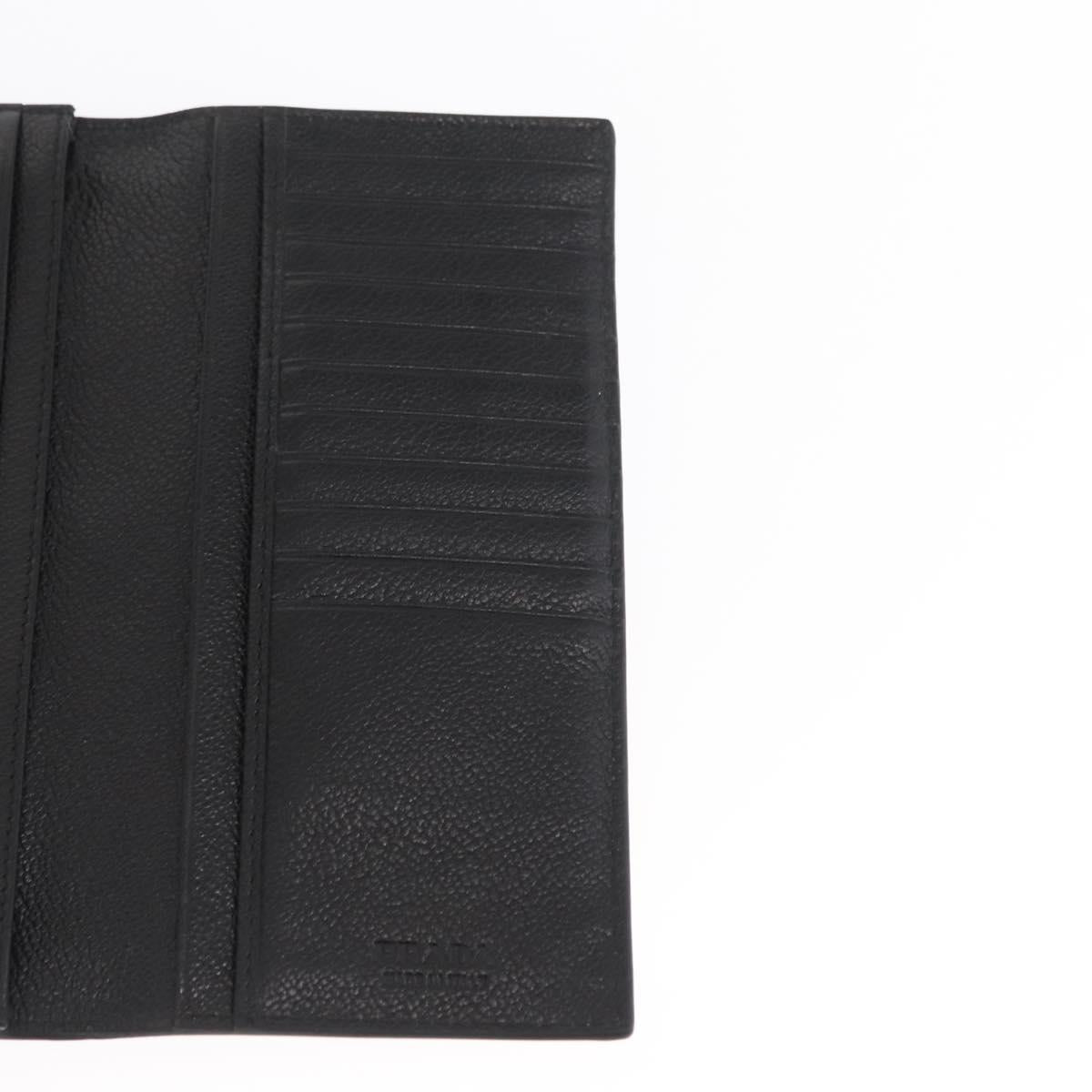 PRADA Long Wallet Leather Black Auth 169955V