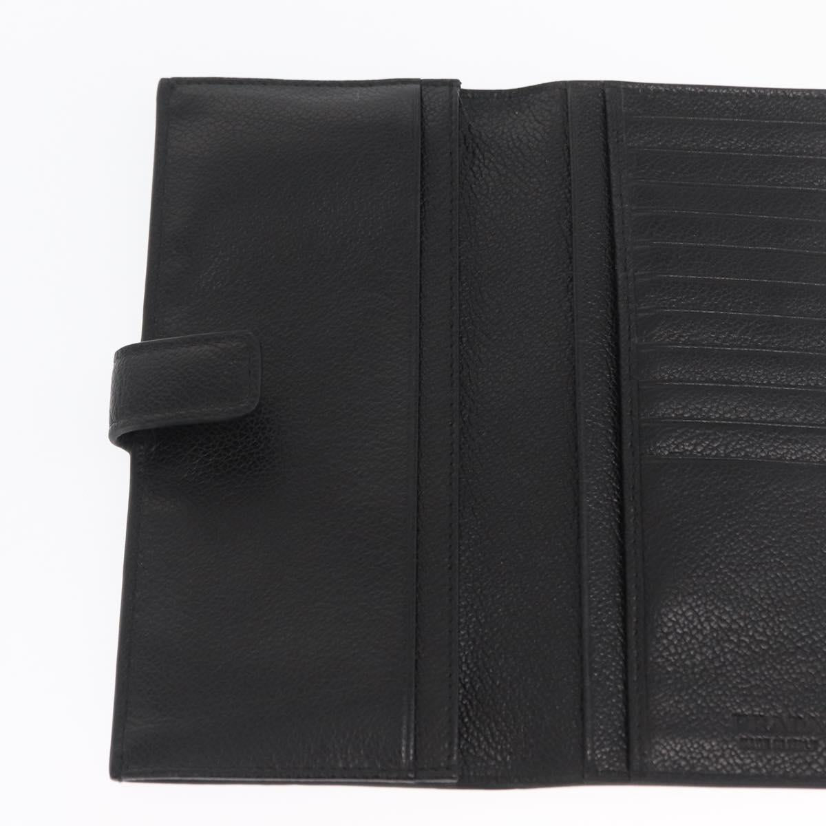 PRADA Long Wallet Leather Black Auth 169955V