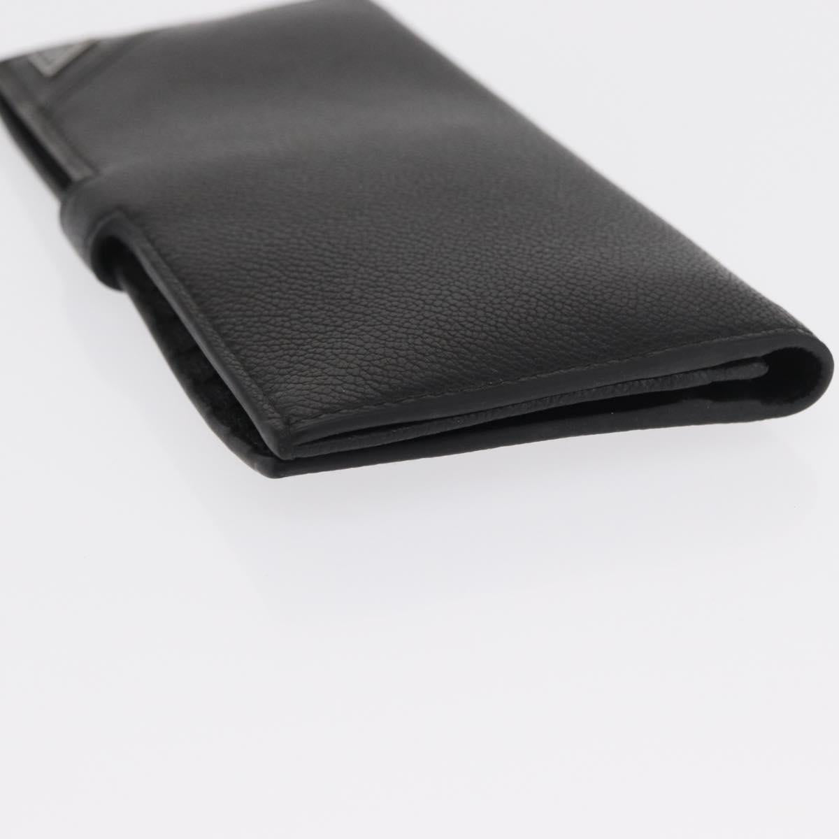 PRADA Long Wallet Leather Black Auth 169955V